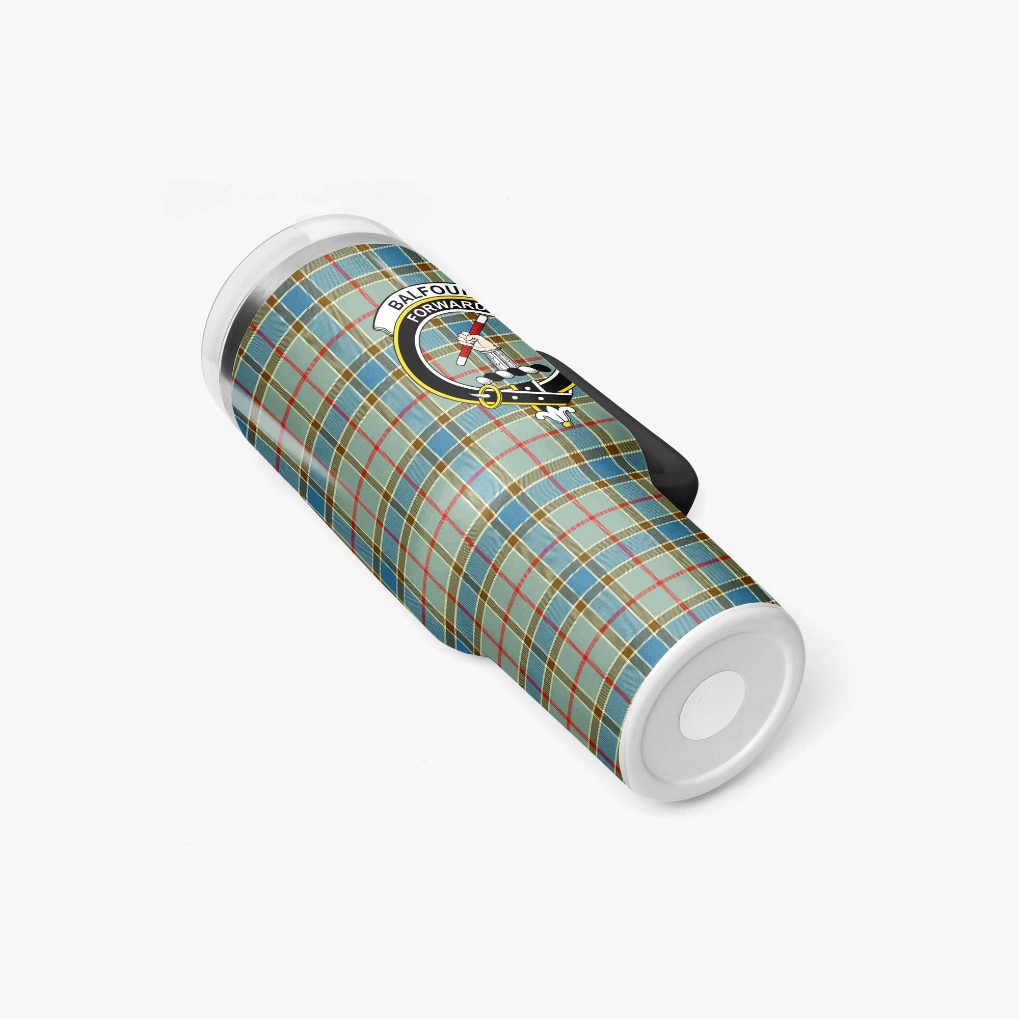 Balfour Blue Tartan Crest 40 oz Insulated Tumbler with Handle