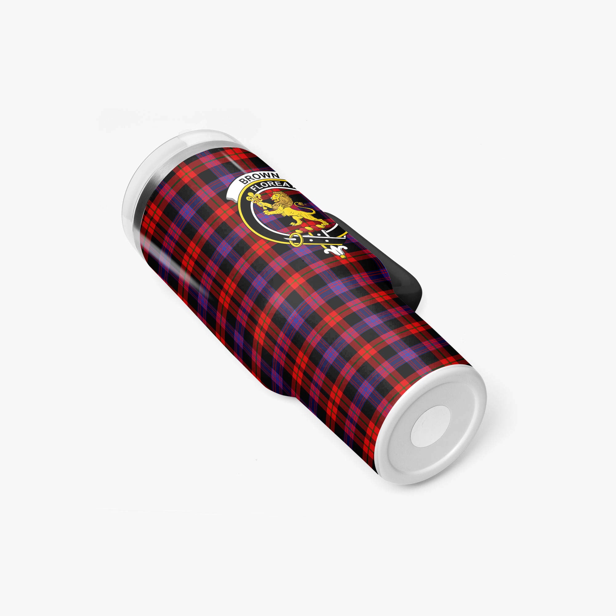 Brown Modern Tartan Crest 40 oz Insulated Tumbler with Handle
