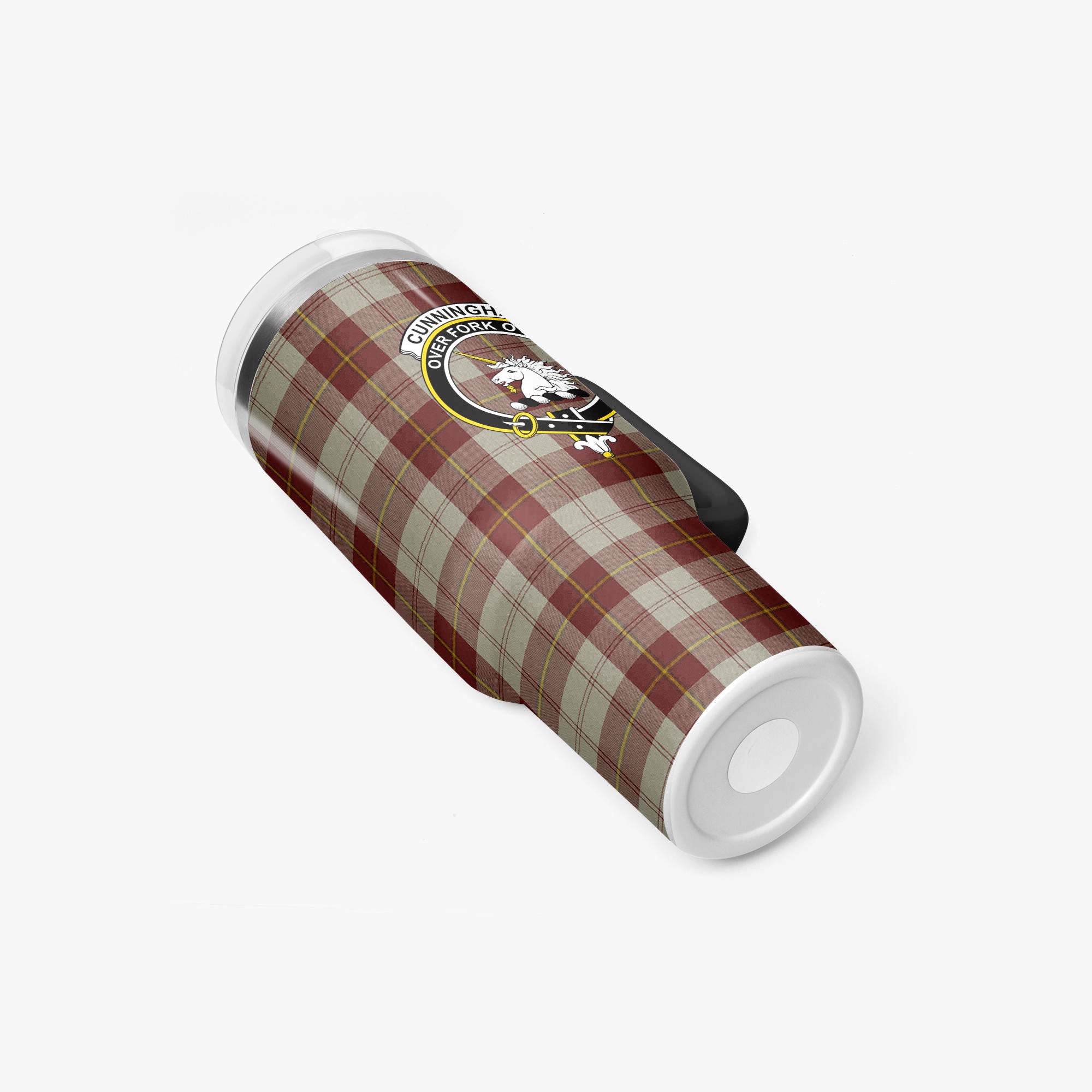 Cunningham Burgundy Dancers Tartan Crest 40 oz Insulated Tumbler with Handle