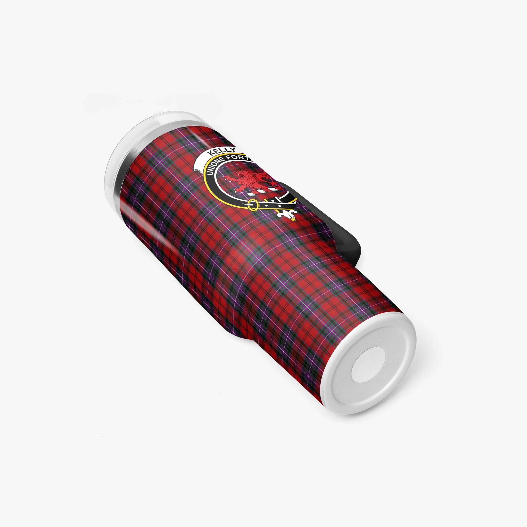 Kelly of Sleat Red Tartan Crest 40 oz Insulated Tumbler with Handle