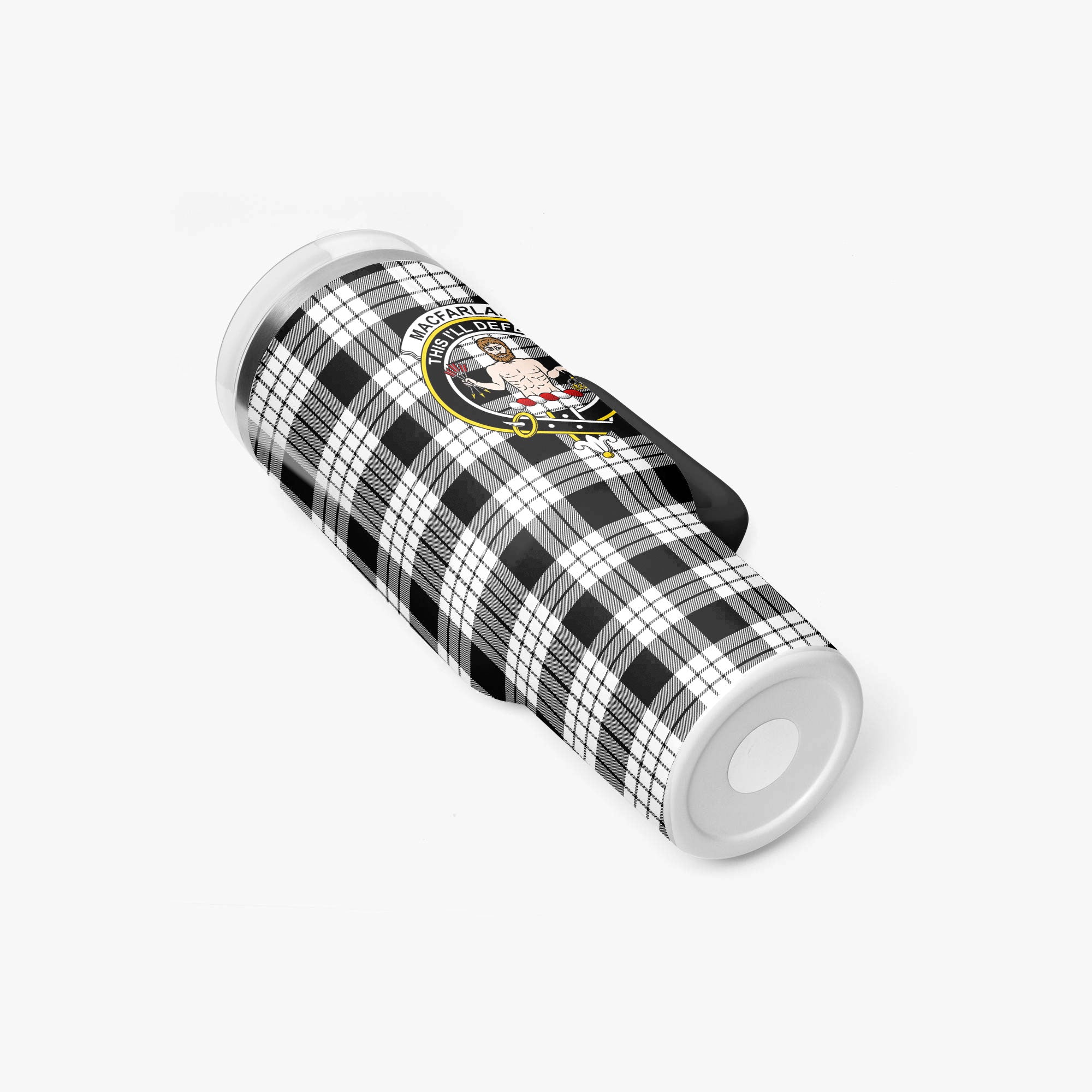MacFarlane Black - White Tartan Crest 40 oz Insulated Tumbler with Handle