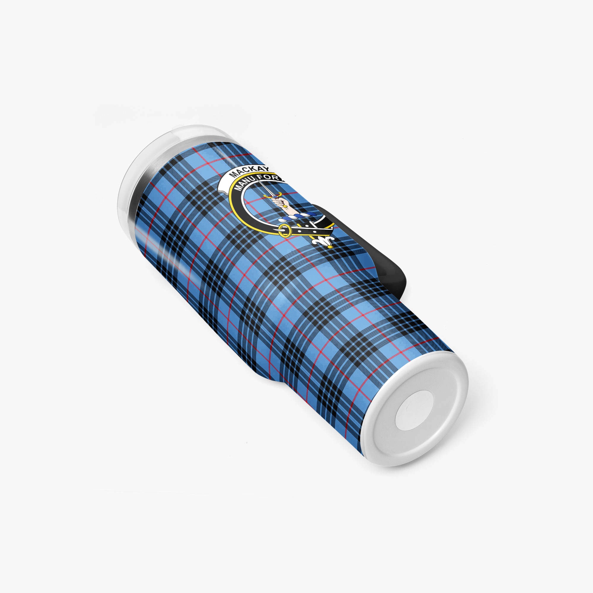 MacKay Blue Tartan Crest 40 oz Insulated Tumbler with Handle