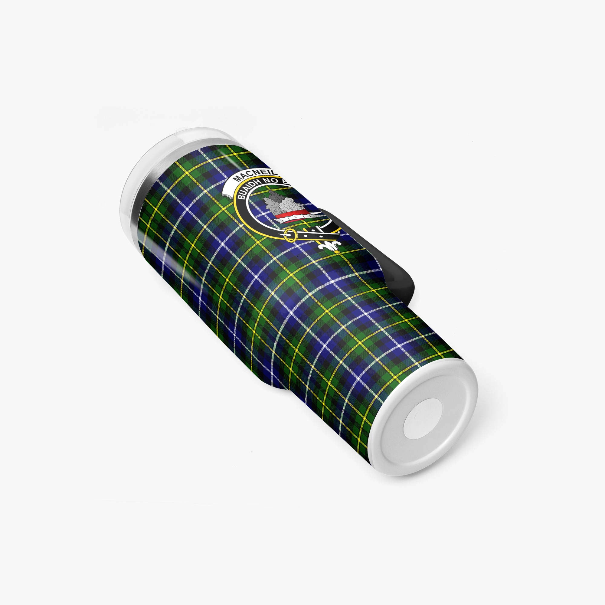 MacNeil of Barra Modern Tartan Crest 40 oz Insulated Tumbler with Handle