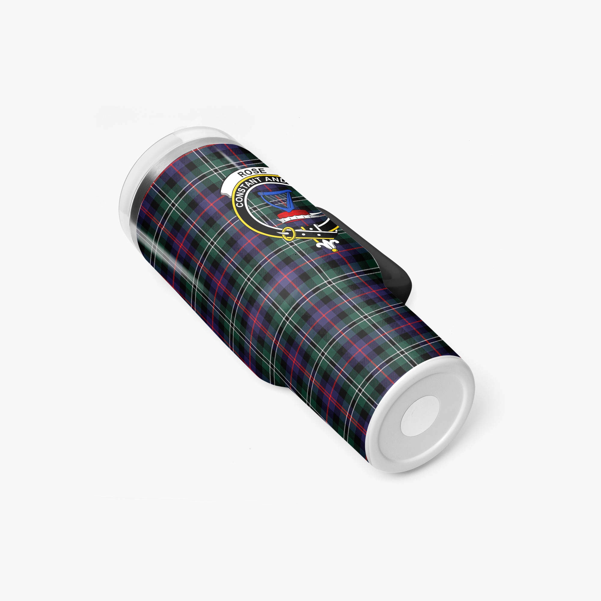 Rose Hunting Modern Tartan Crest 40 oz Insulated Tumbler with Handle