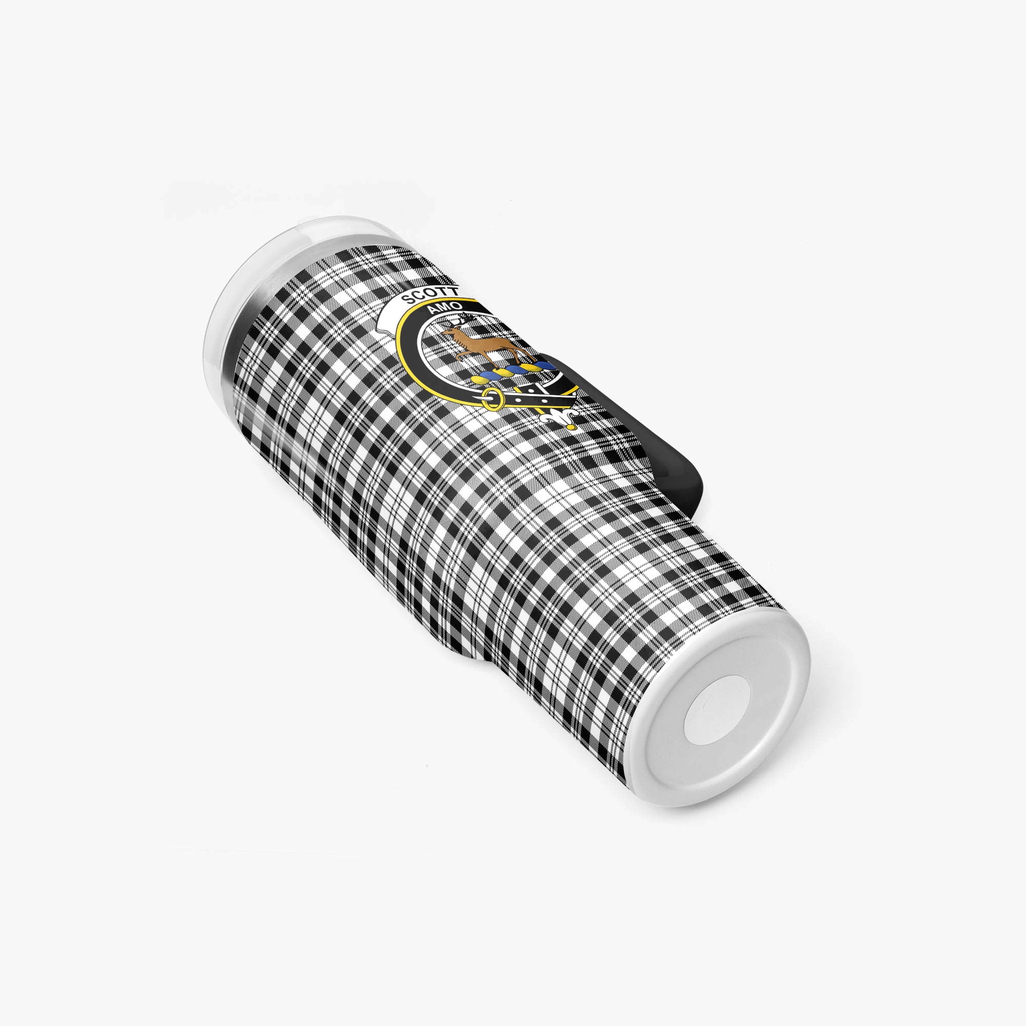 Scott Black & White Modern Tartan Crest 40 oz Insulated Tumbler with Handle