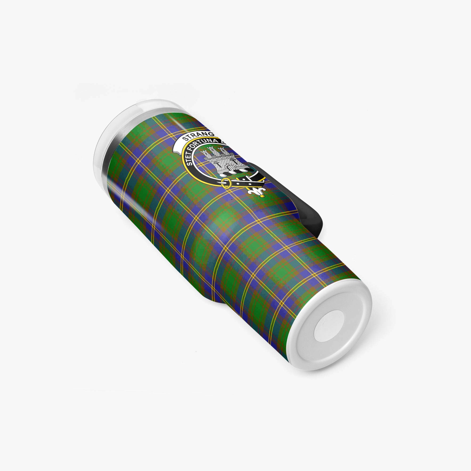 Strang (or Strange) Tartan Crest 40 oz Insulated Tumbler with Handle