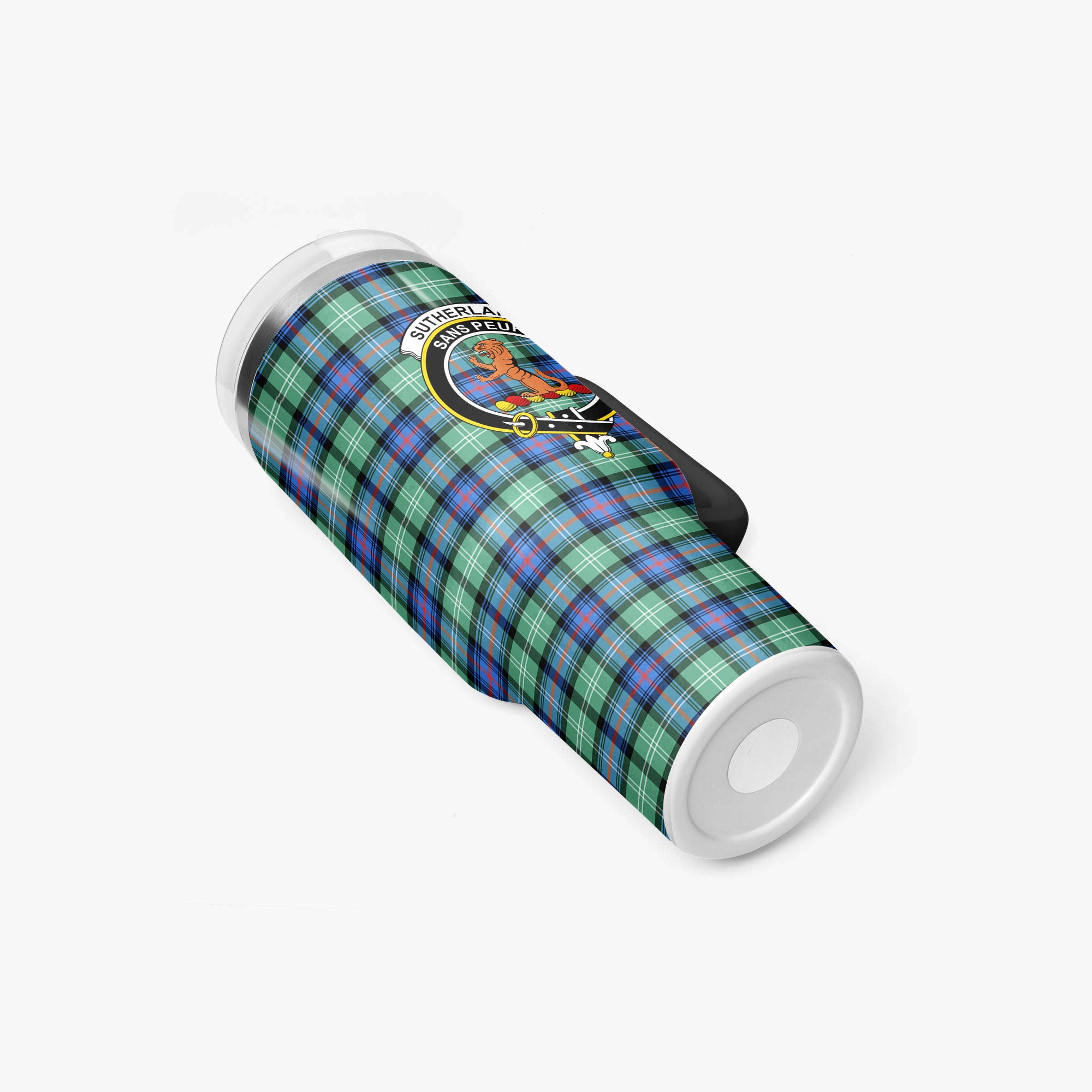 Sutherland Old Ancient Tartan Crest 40 oz Insulated Tumbler with Handle