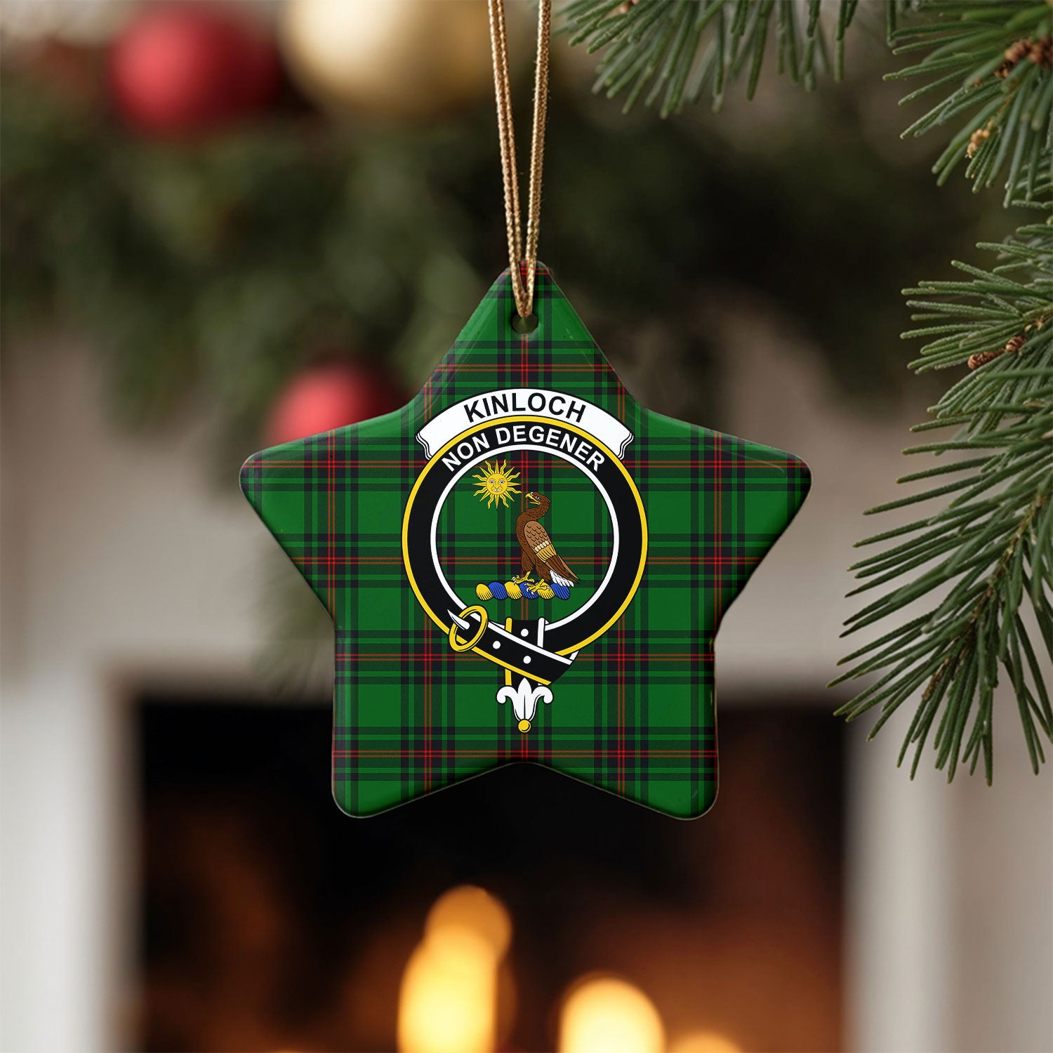 Kinloch Tartan Crest Christmas Ceramic Ornament