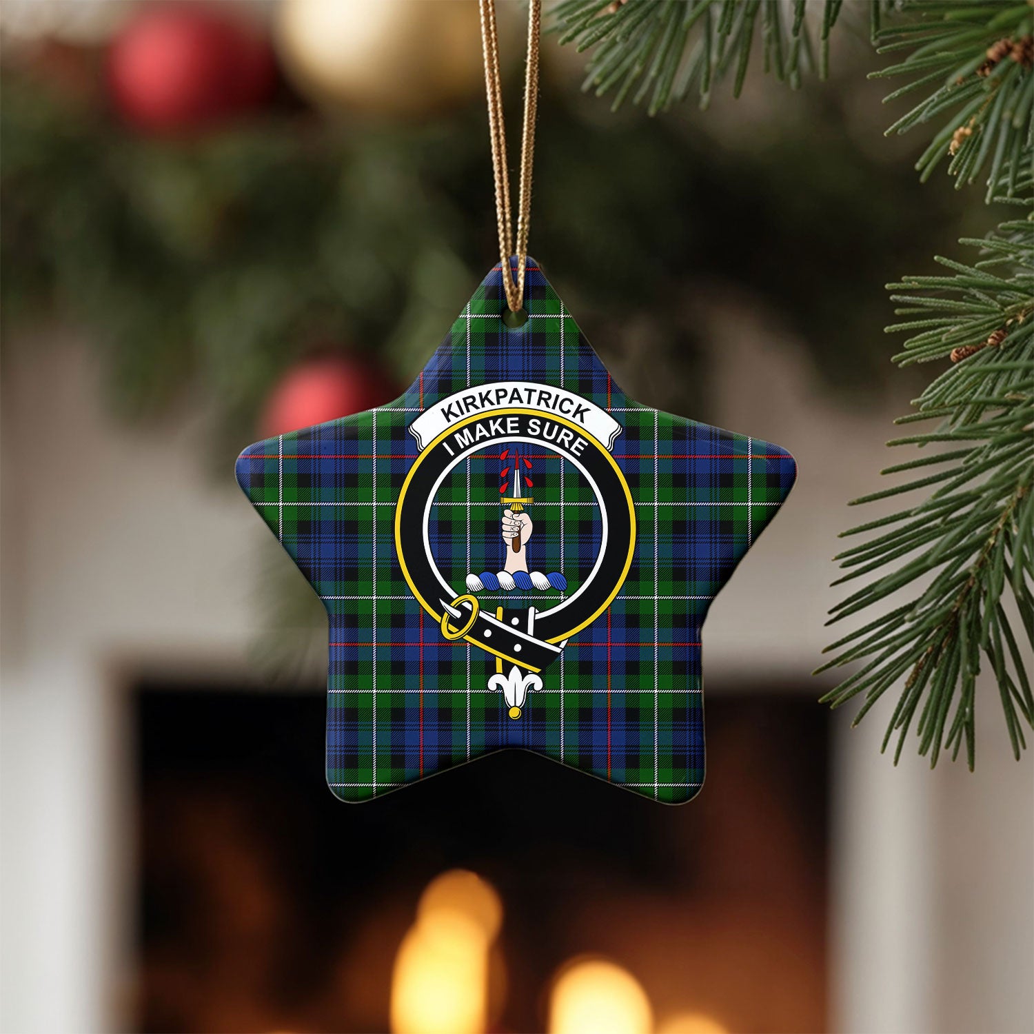 Kirkpatrick Tartan Crest Christmas Ceramic Ornament