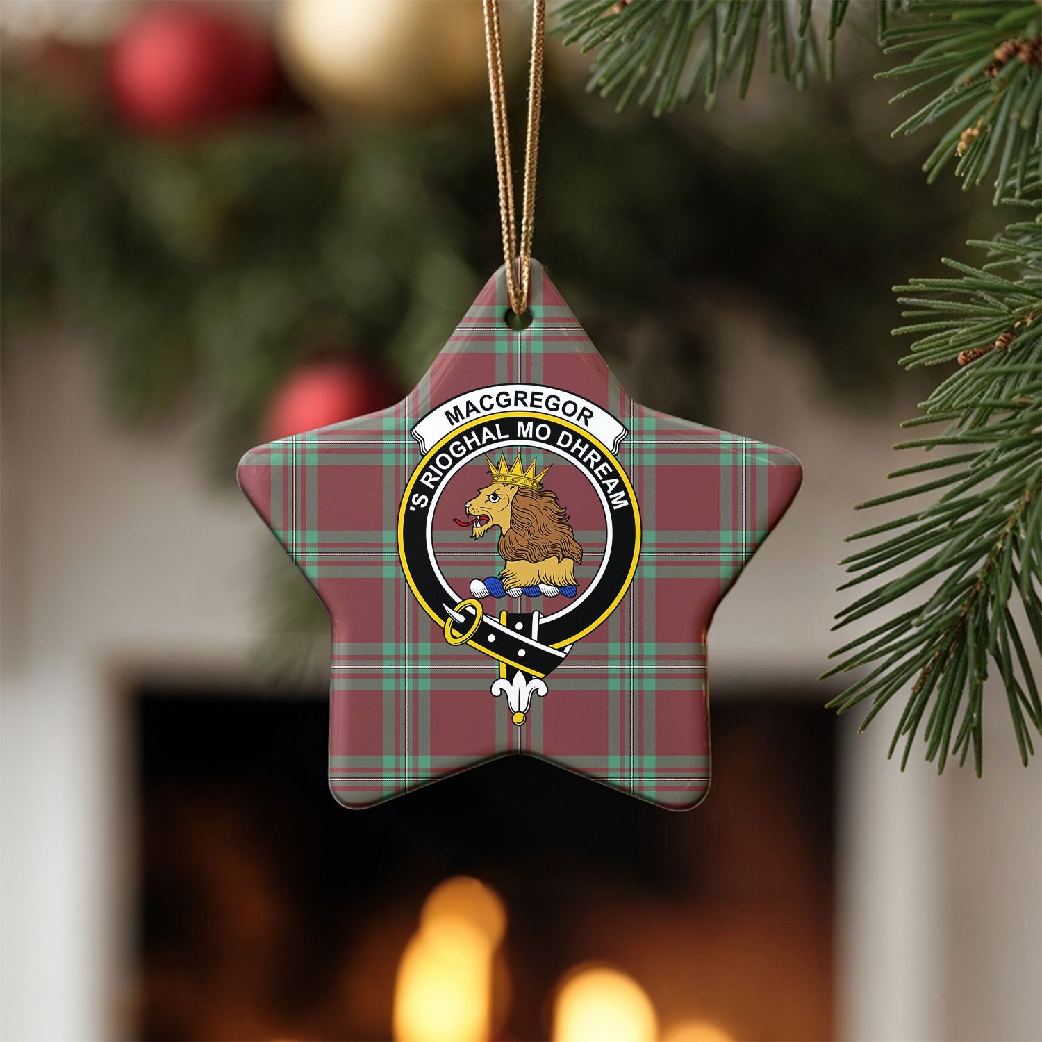 MacGregor Hunting Ancient Tartan Crest Christmas Ceramic Ornament