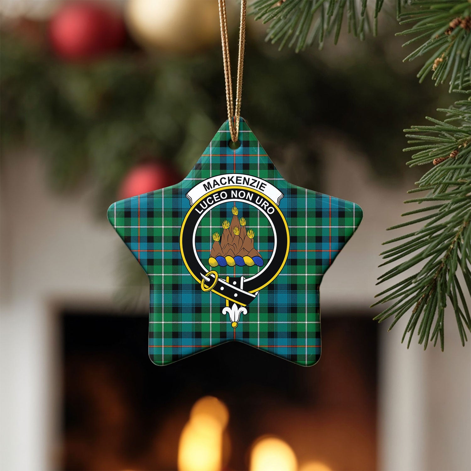 MacKenzie Ancient Tartan Crest Christmas Ceramic Ornament