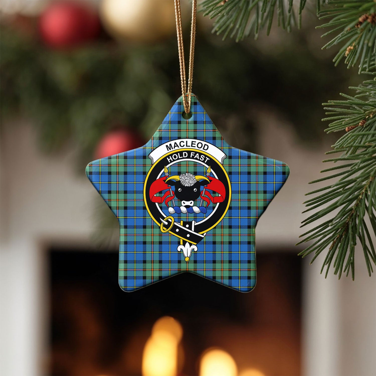 MacLeod of Harris Ancient Tartan Crest Christmas Ceramic Ornament