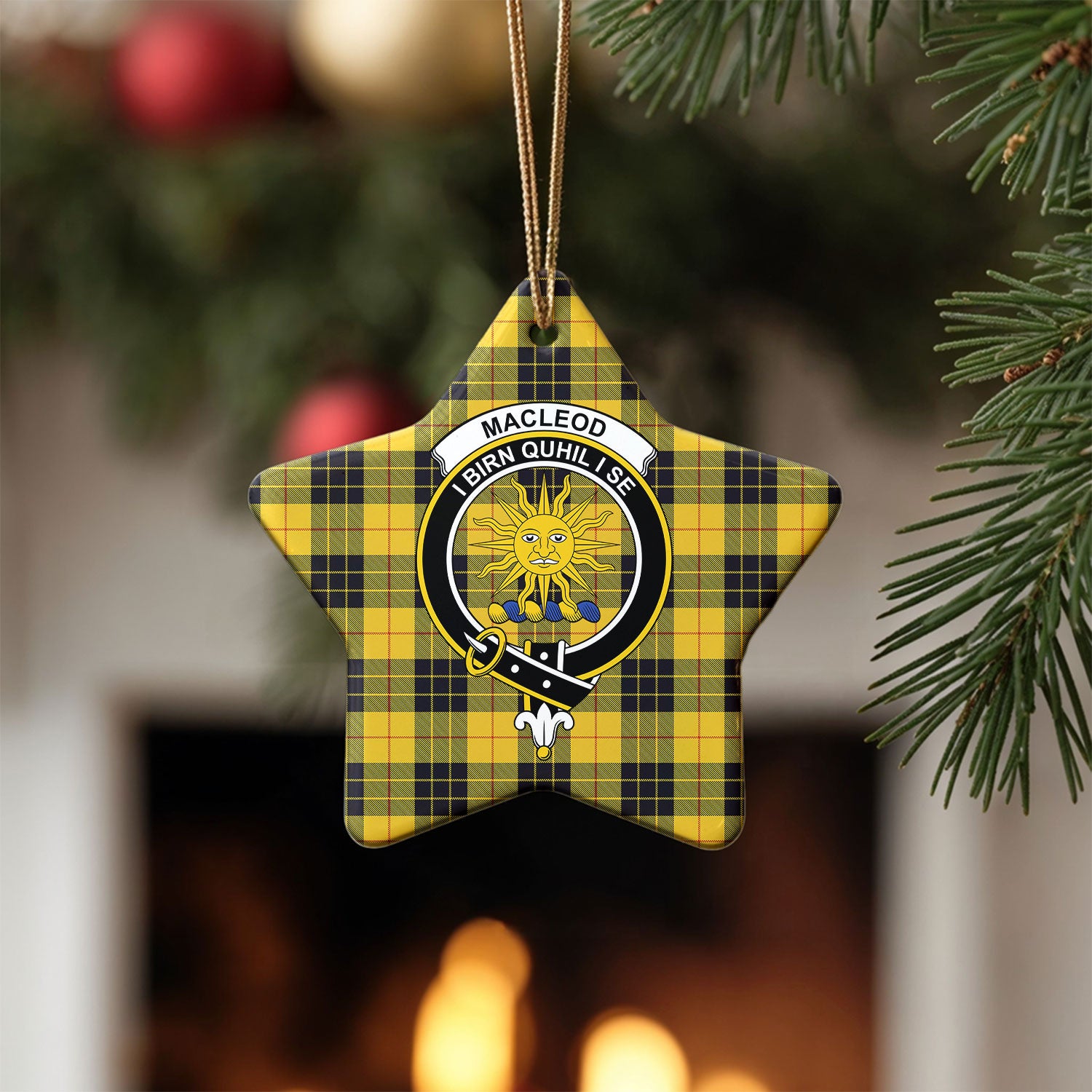 MacLeod of Lewis Ancient Tartan Crest Christmas Ceramic Ornament