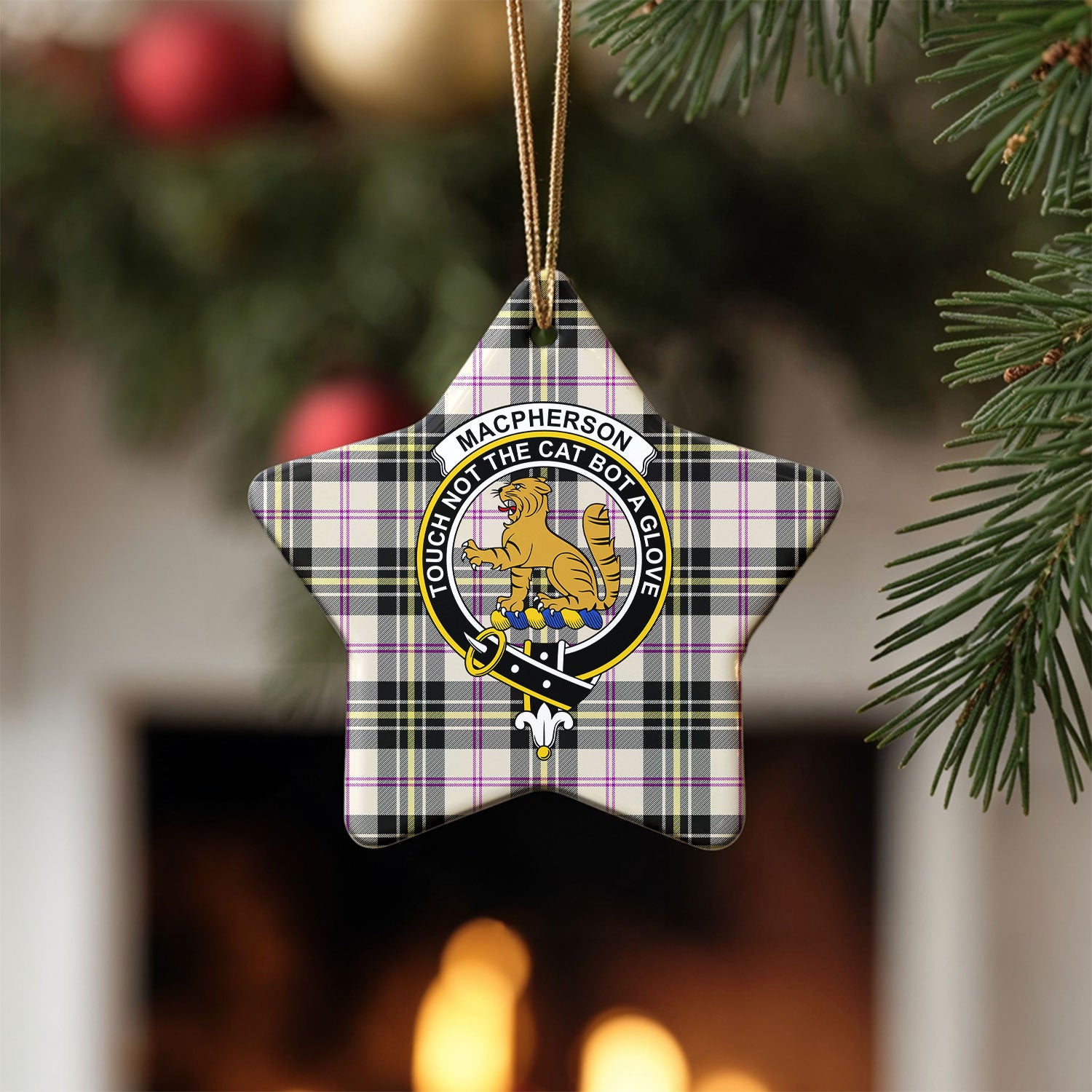 MacPherson Dress Ancient Tartan Crest Christmas Ceramic Ornament