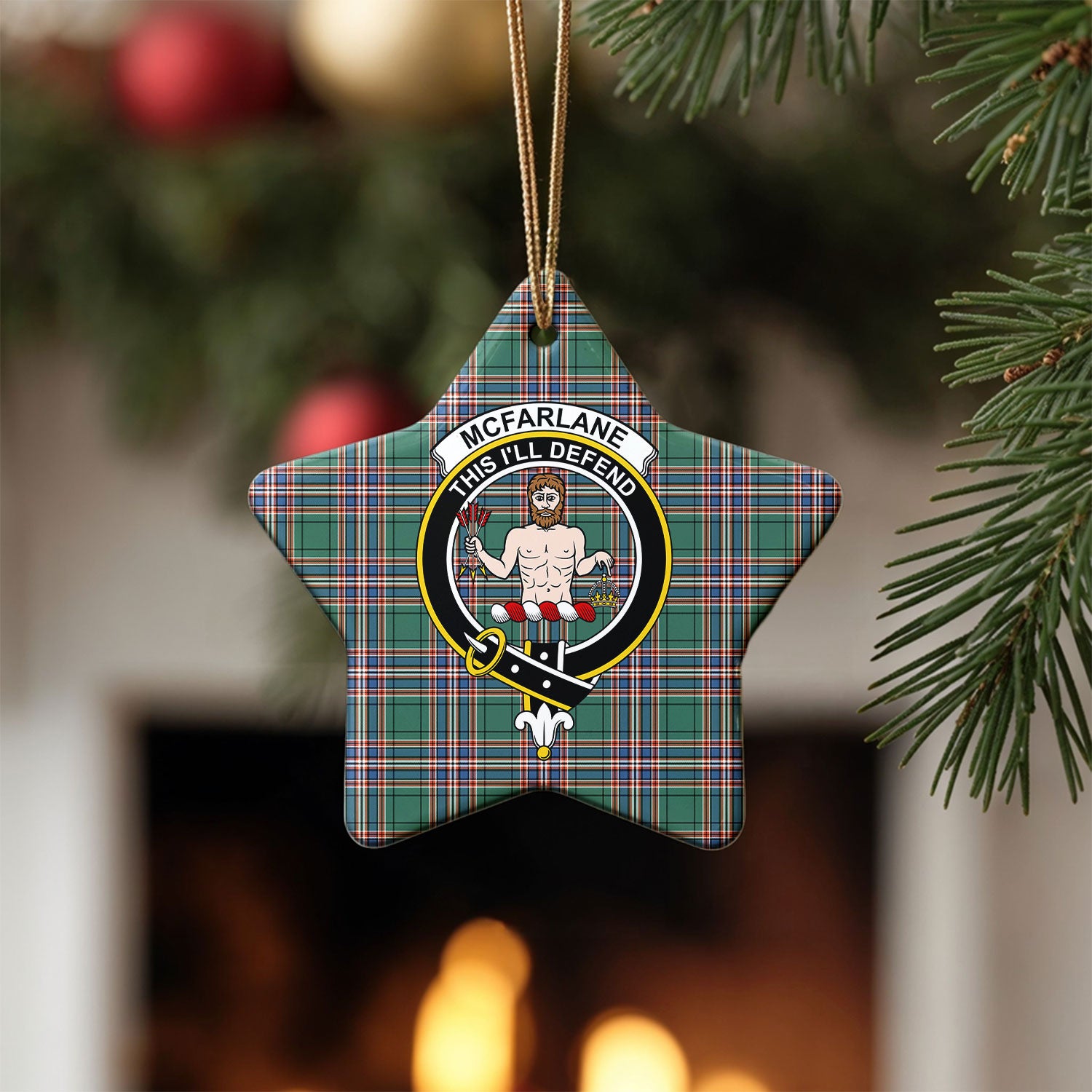 McFarlane Hunting Ancient Tartan Crest Christmas Ceramic Ornament