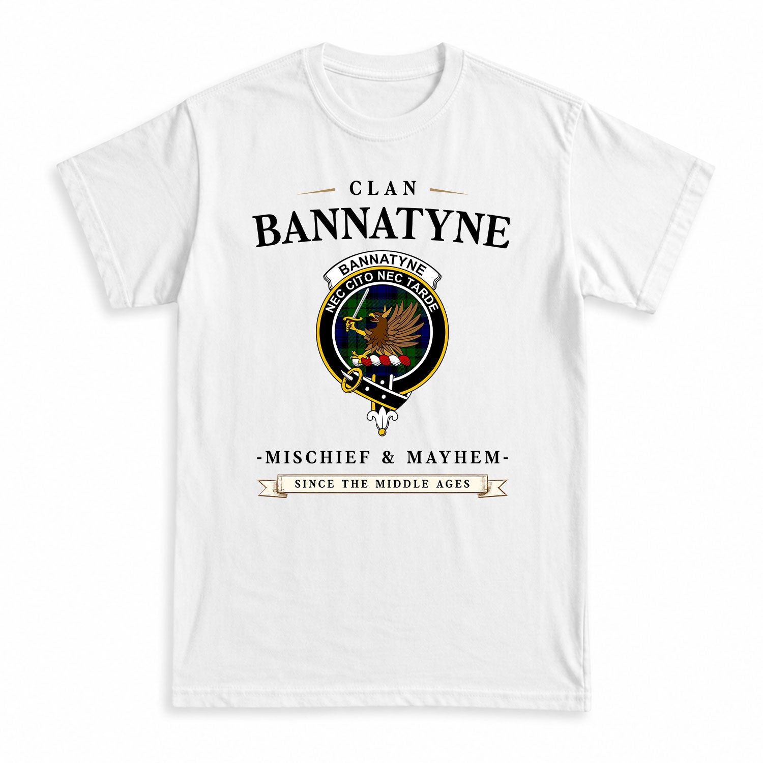 Bannatyne Tartan Crest Mischief and Mayhem T-shirt