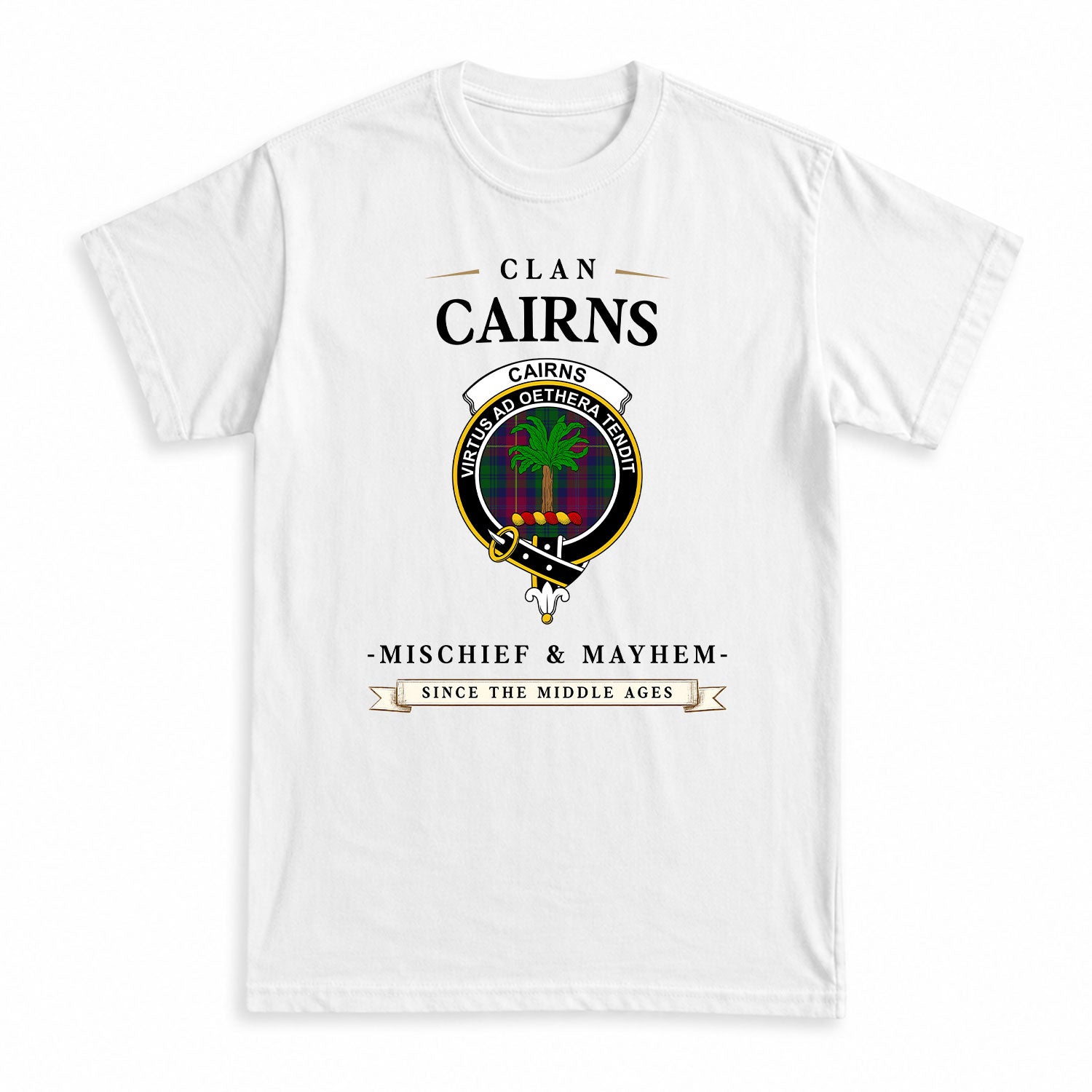 Cairns Tartan Crest Mischief and Mayhem T-shirt