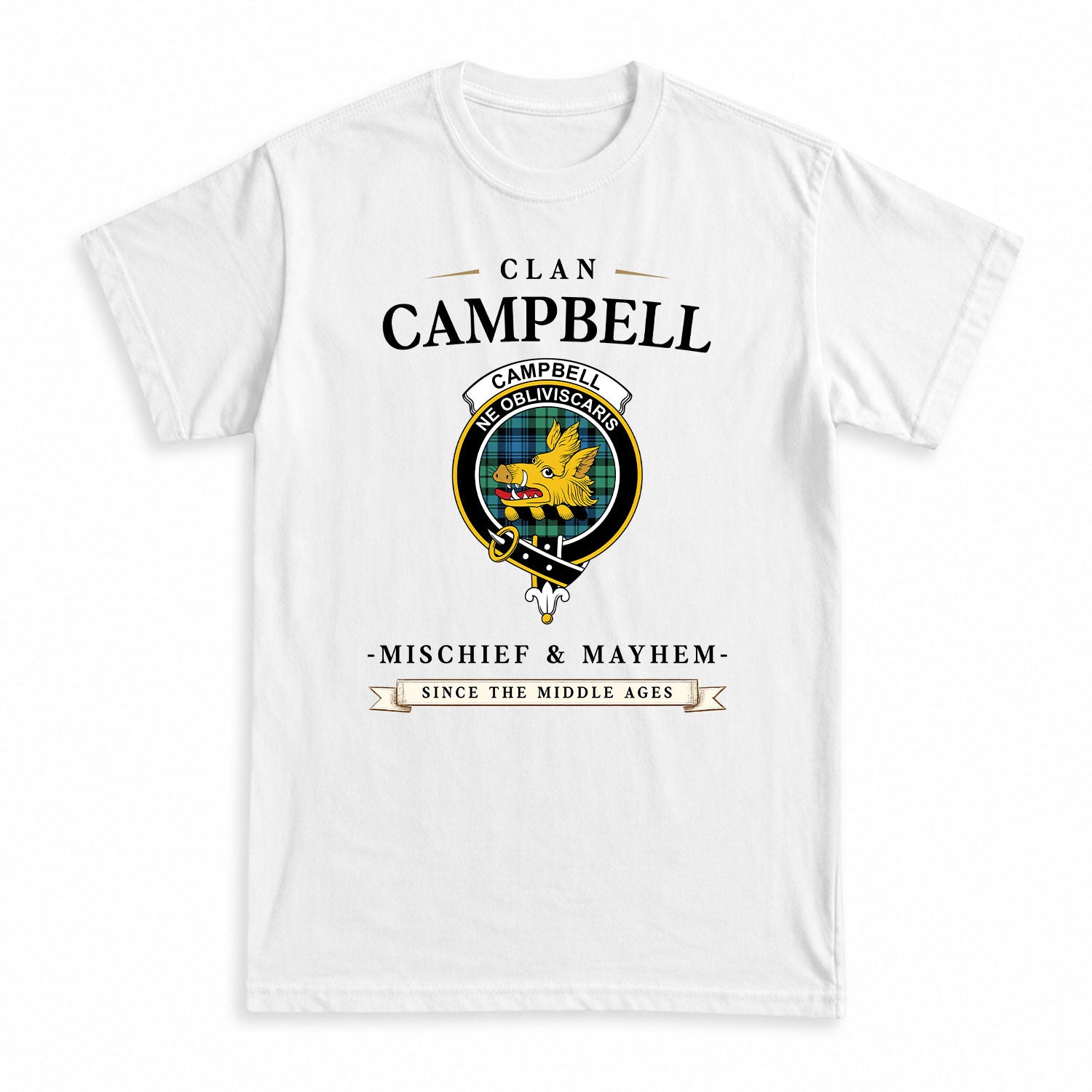Campbell Ancient 01 Tartan Crest Mischief and Mayhem T-shirt