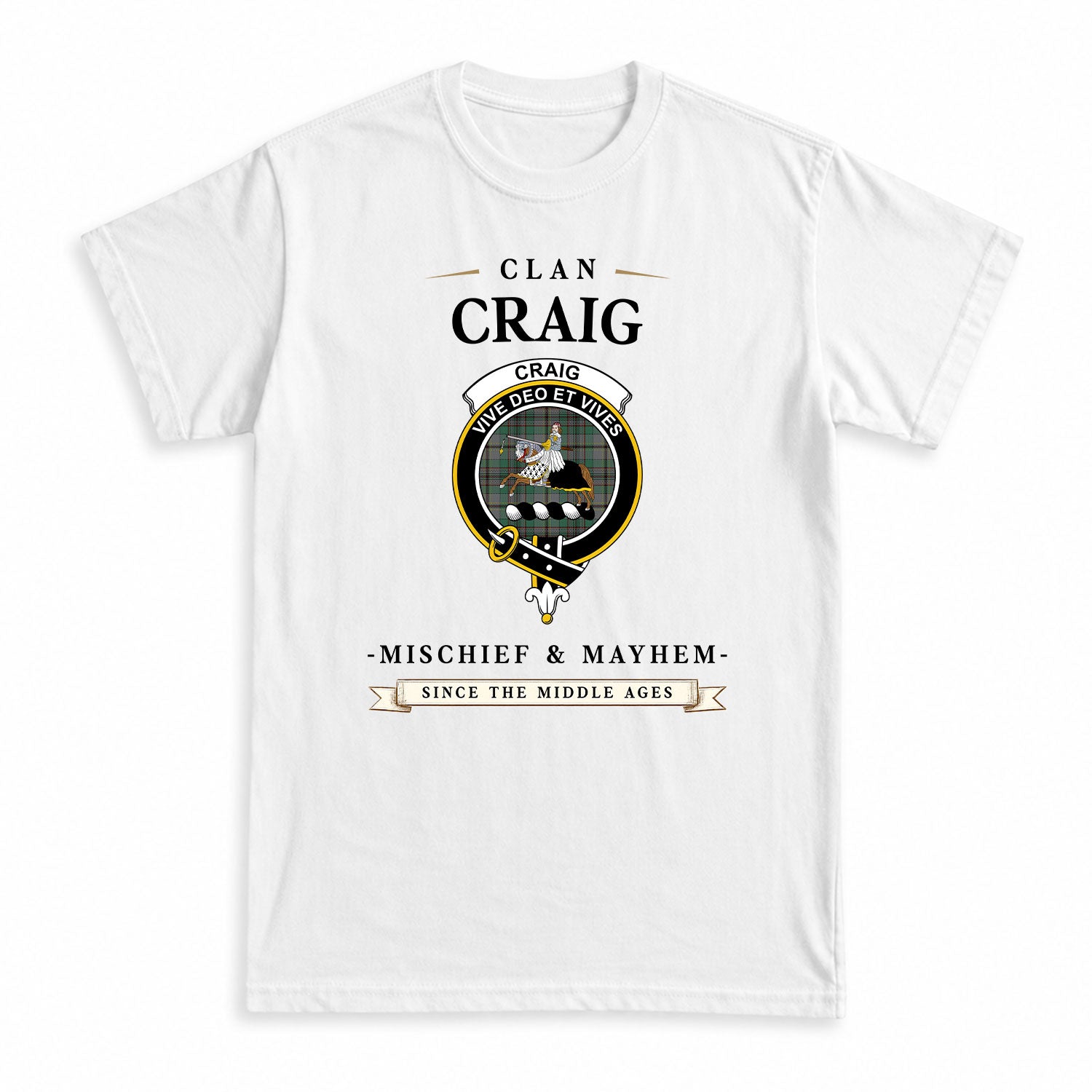 Craig Tartan Crest Mischief and Mayhem T-shirt