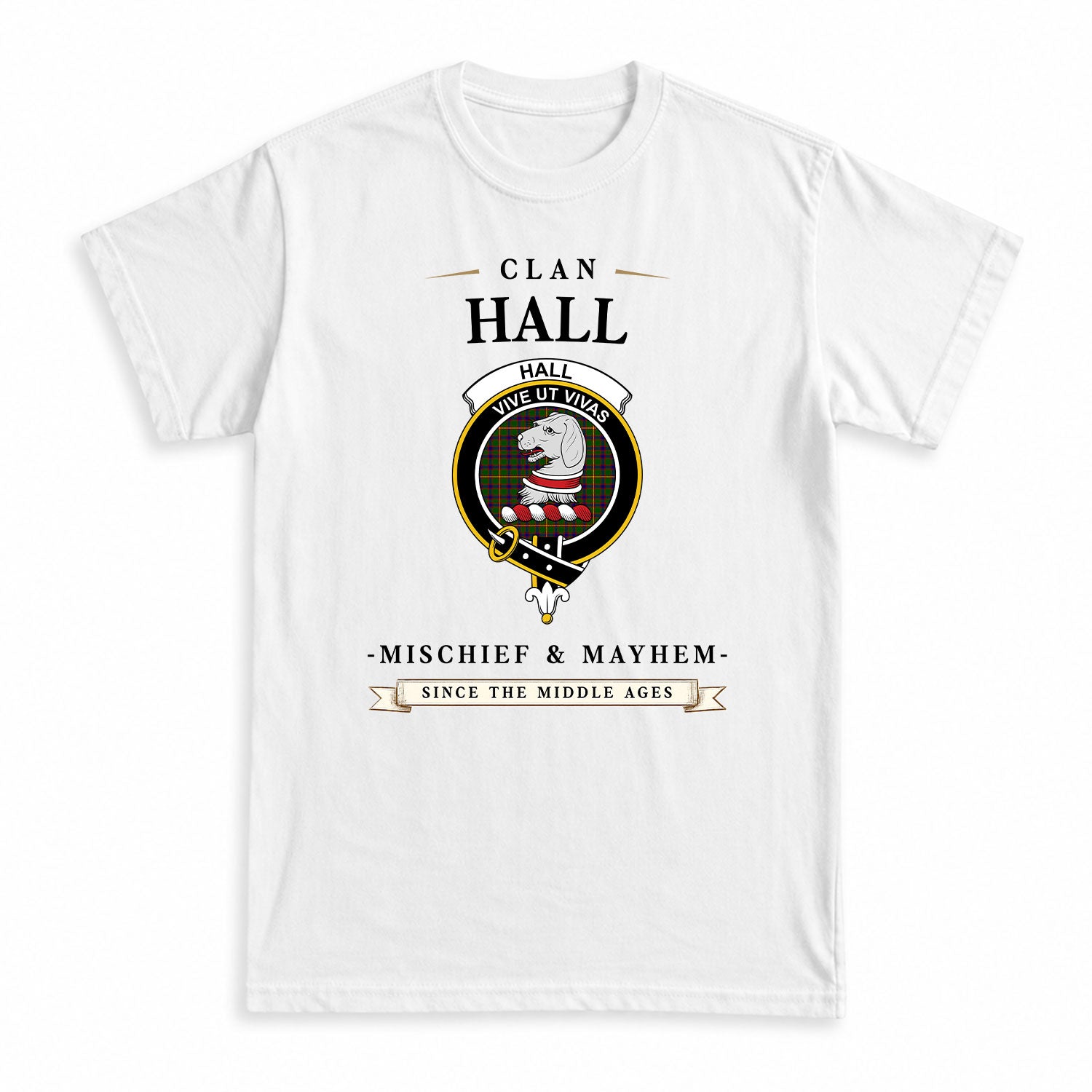 Hall Tartan Crest Mischief and Mayhem T-shirt