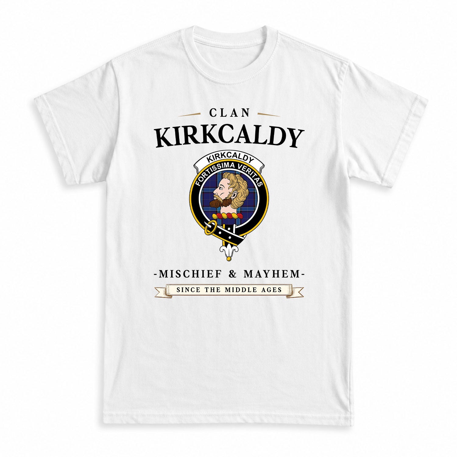 Kirkcaldy Tartan Crest Mischief and Mayhem T-shirt