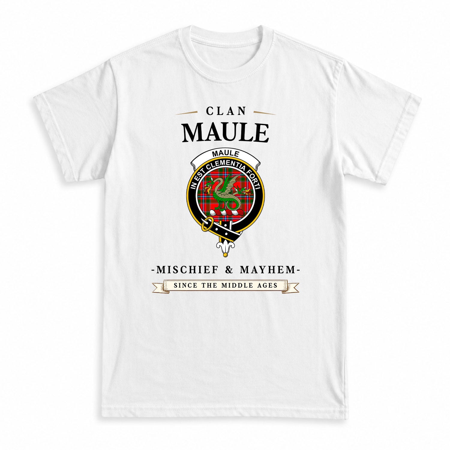 Maule Tartan Crest Mischief and Mayhem T-shirt