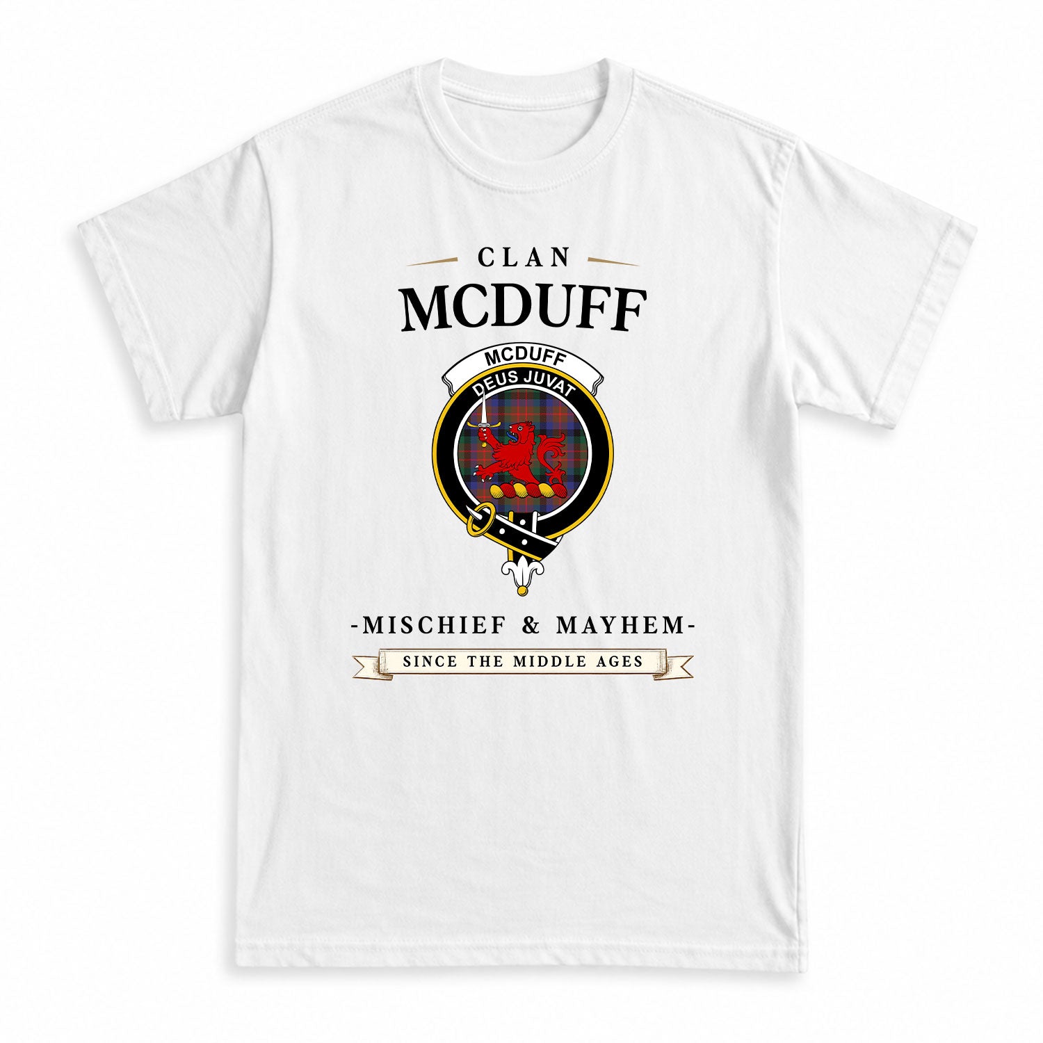 McDuff Hunting Modern Tartan Crest Mischief and Mayhem T-shirt