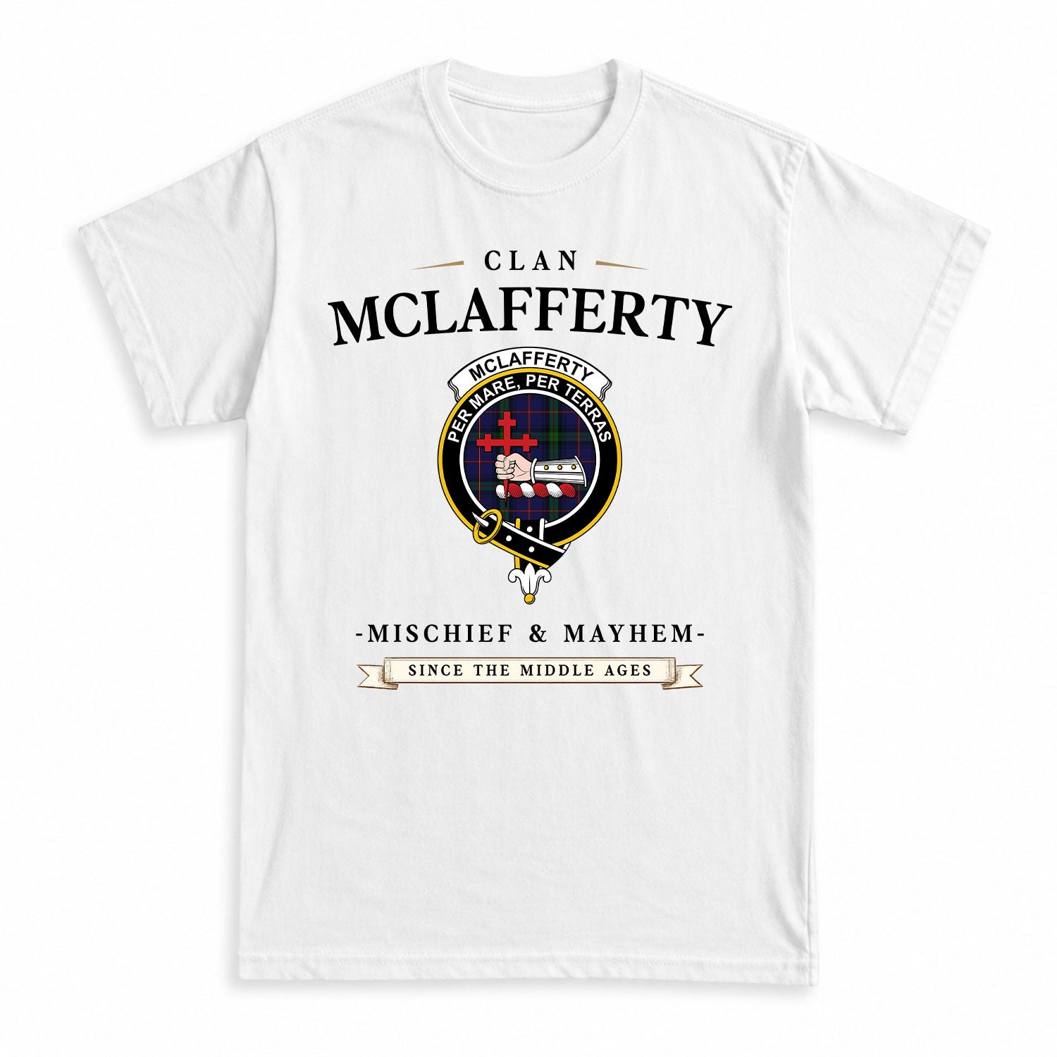 McLafferty Tartan Crest Mischief and Mayhem T-shirt