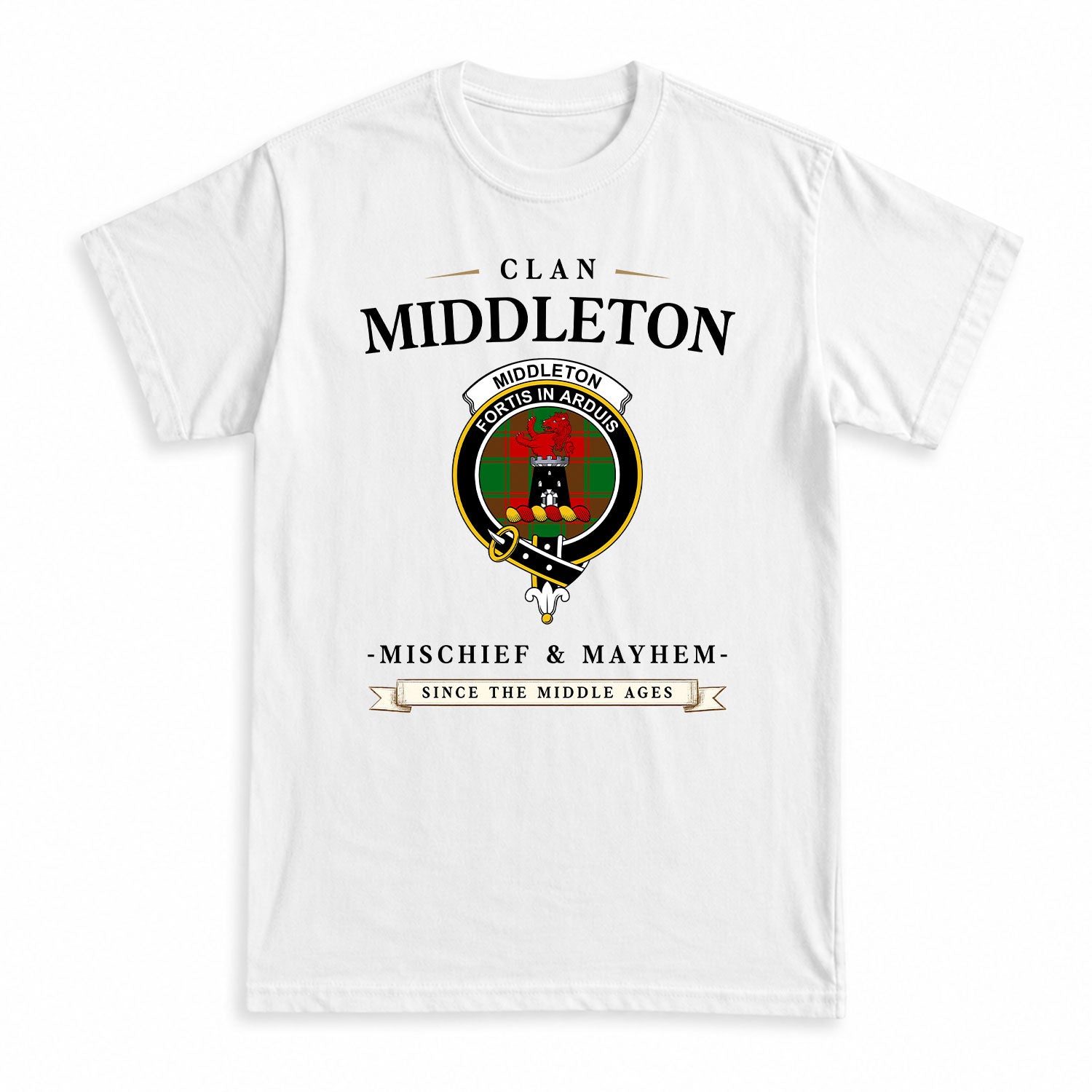 Middleton Modern Tartan Crest Mischief and Mayhem T-shirt