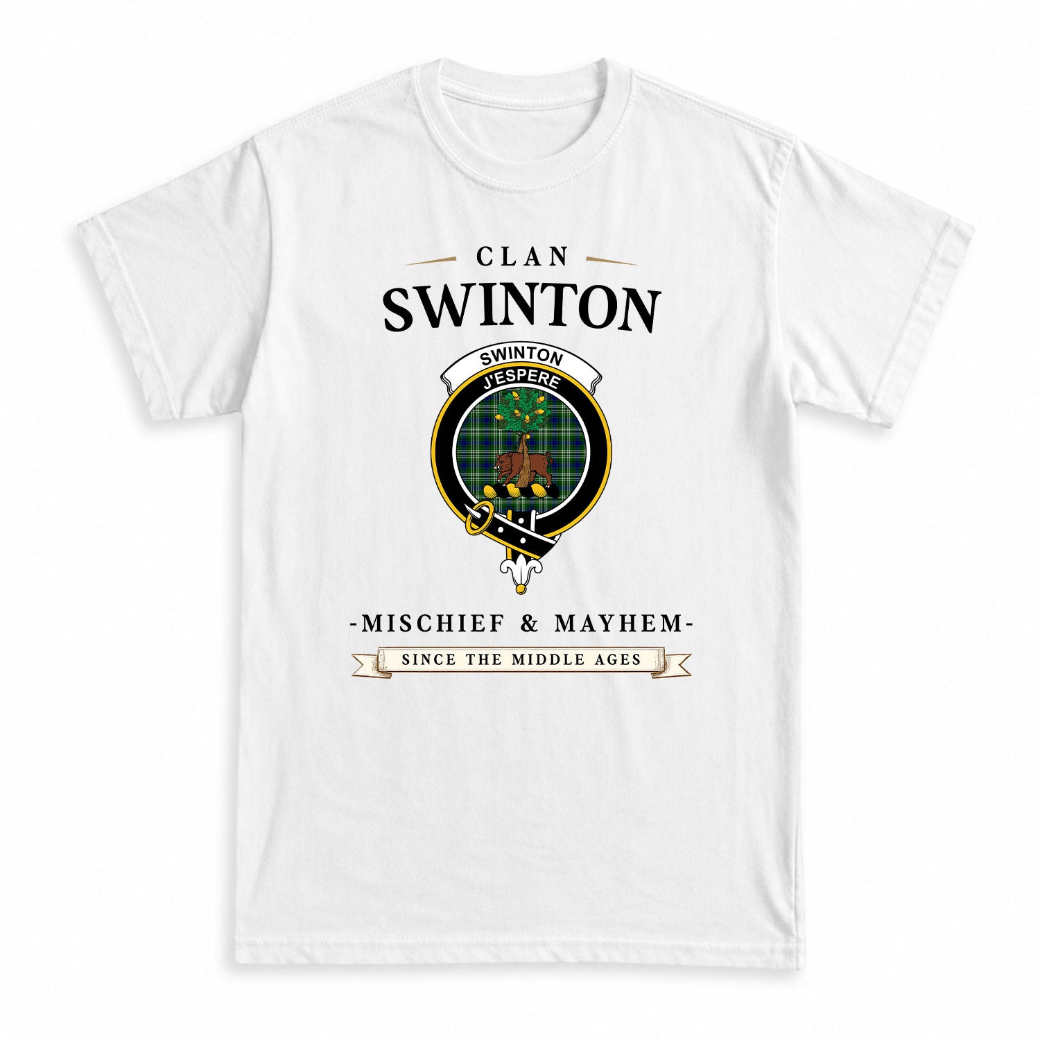 Swinton Tartan Crest Mischief and Mayhem T-shirt
