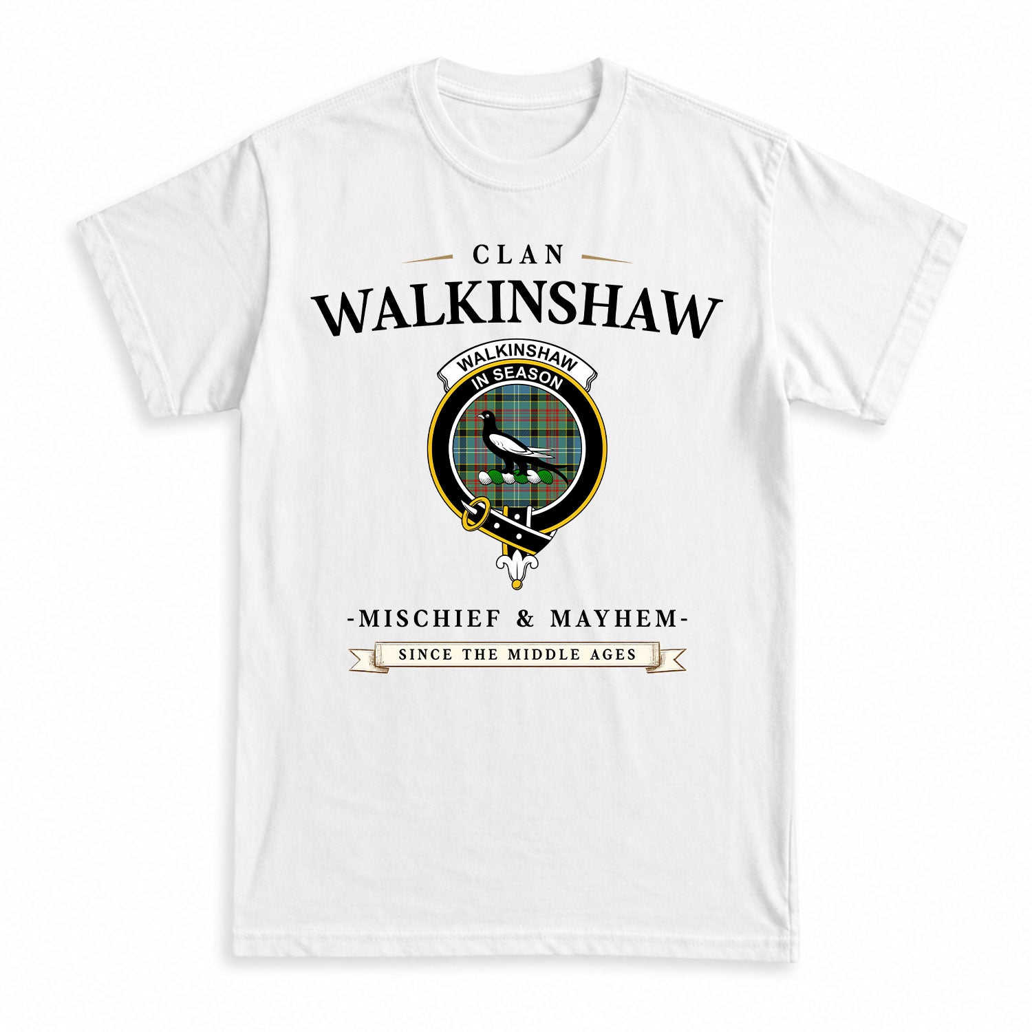 Walkinshaw Tartan Crest Mischief and Mayhem T-shirt