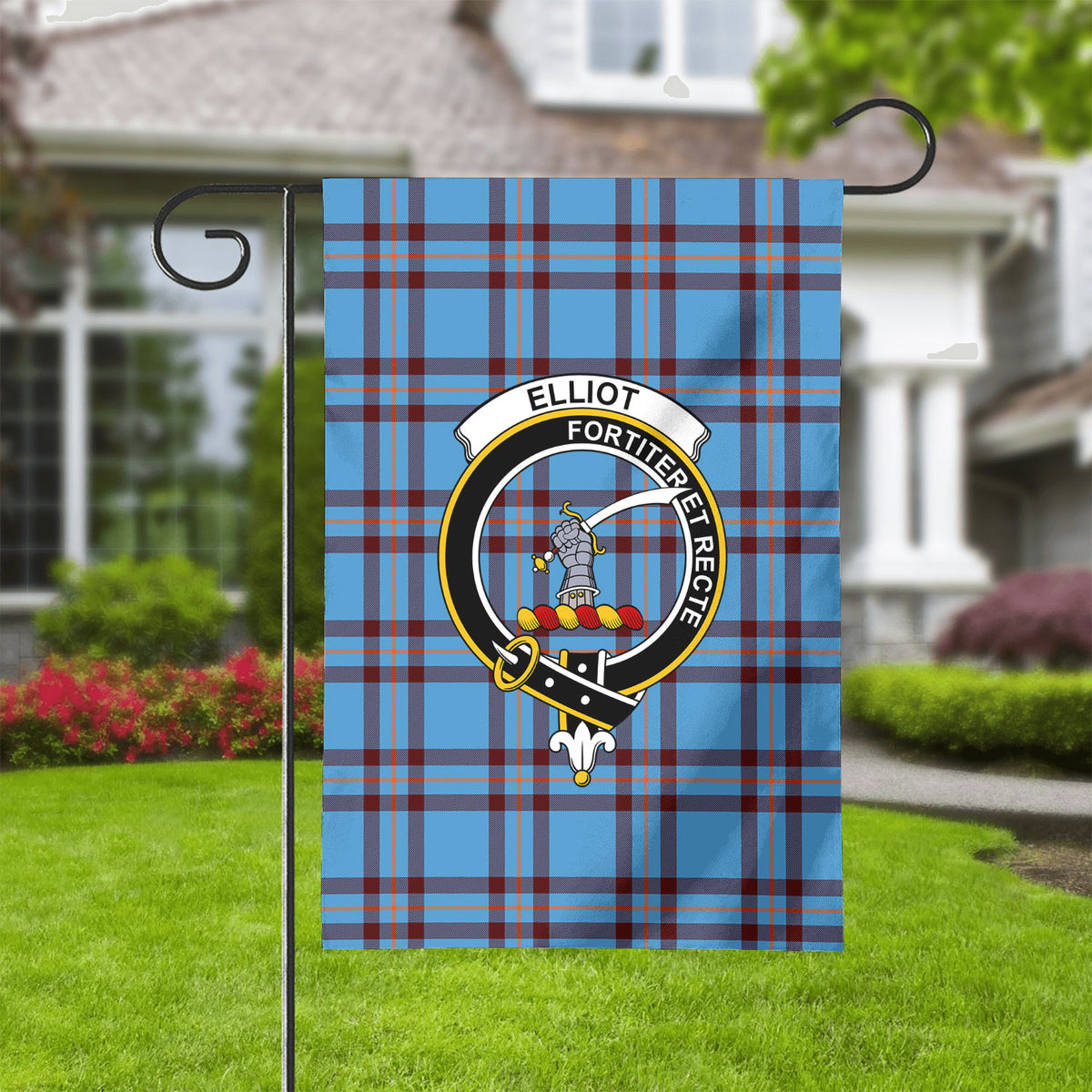 Elliot Ancient Tartan Crest Garden Flag