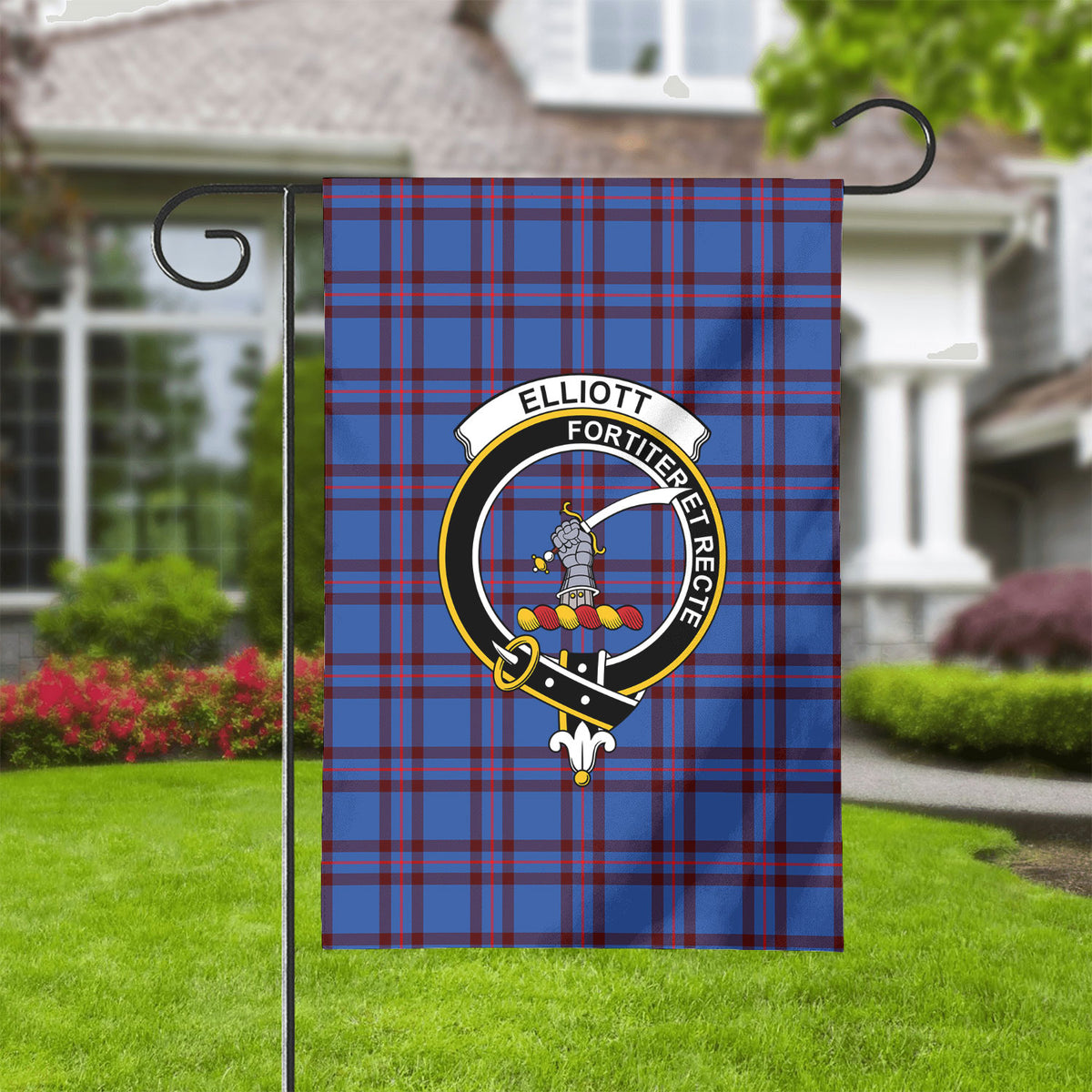 Elliott Modern Tartan Crest Garden Flag