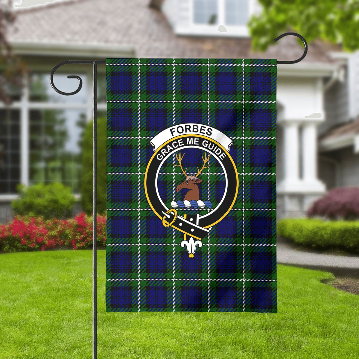 Forbes Modern Tartan Crest Garden Flag