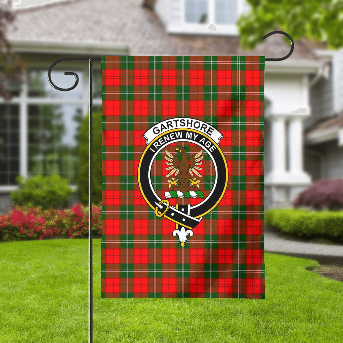 Gartshore Tartan Crest Garden Flag