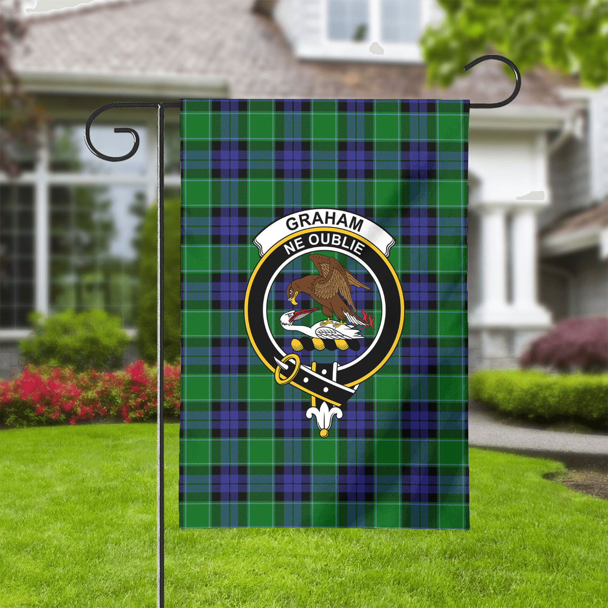 Graham of Menteith Modern Tartan Crest Garden Flag