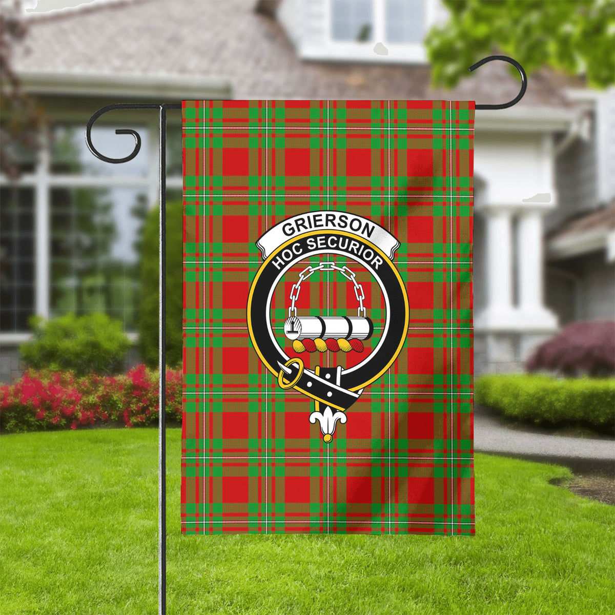 Grierson Tartan Crest Garden Flag