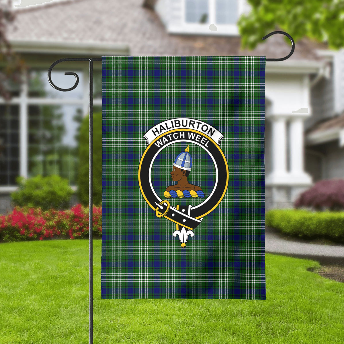 Haliburton Tartan Crest Garden Flag