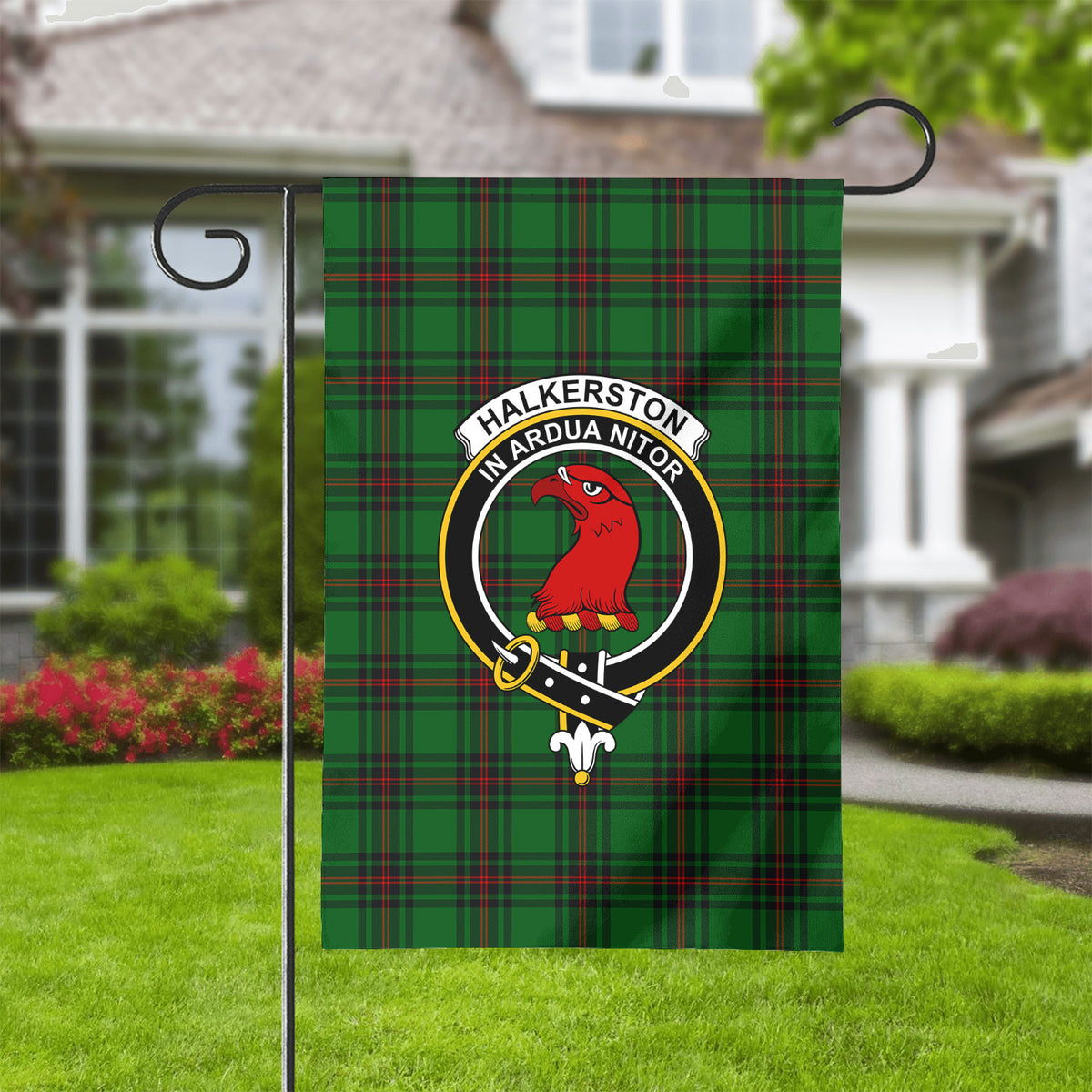 Halkerston Tartan Crest Garden Flag