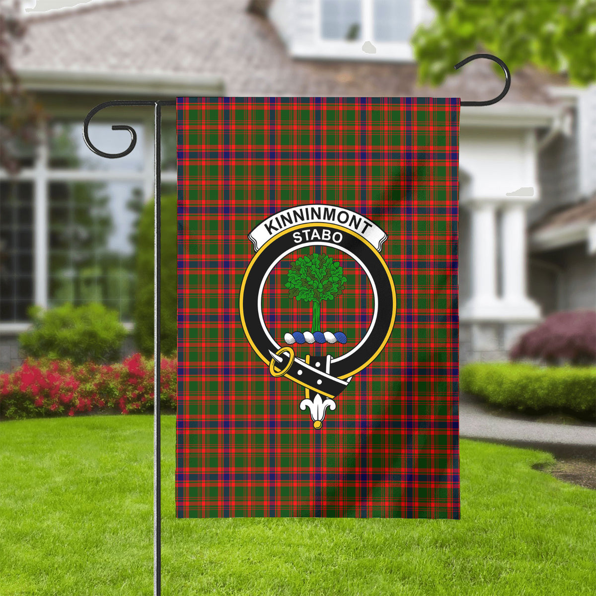 Kinninmont Tartan Crest Garden Flag