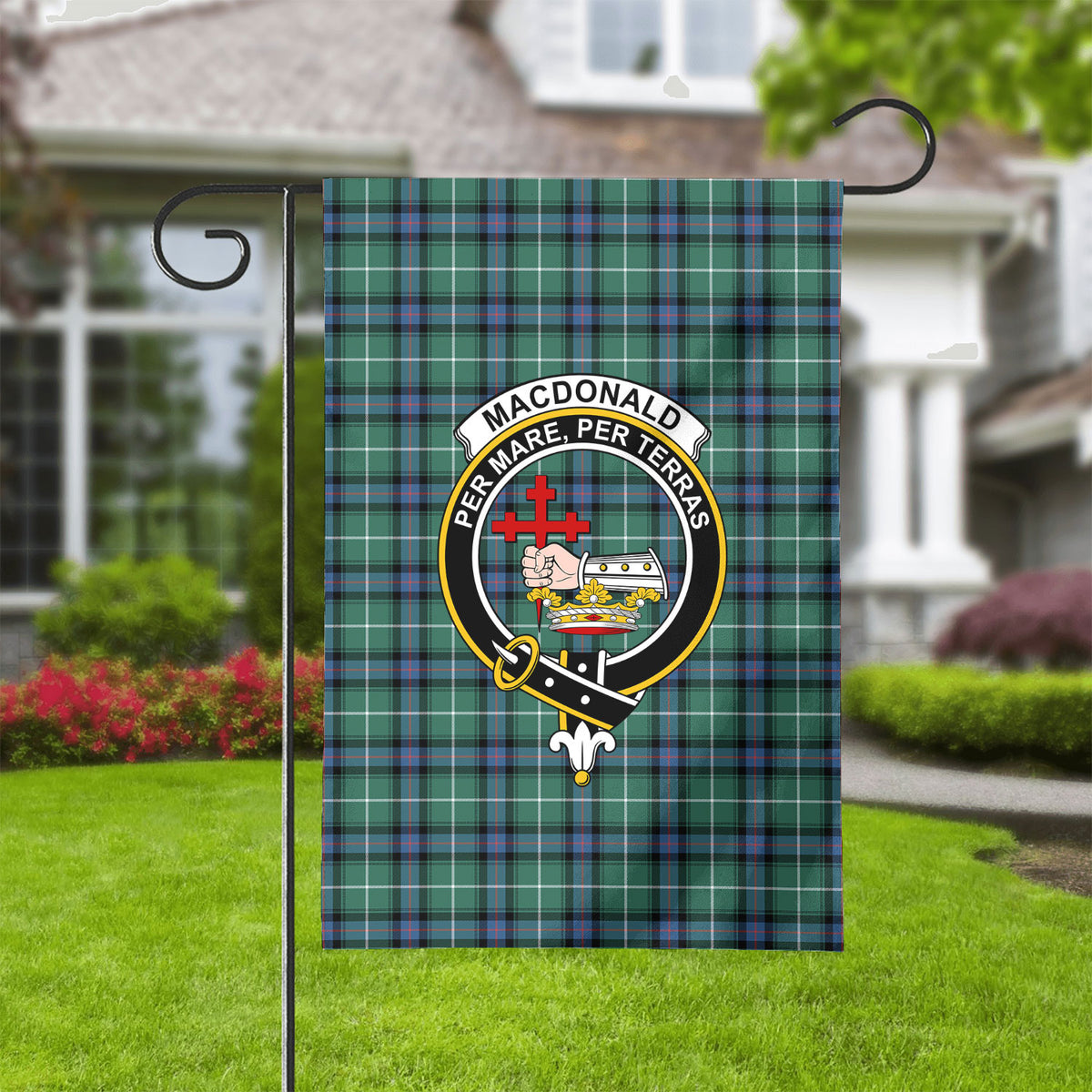 MacDonald of the Isles Hunting Ancient Tartan Crest Garden Flag