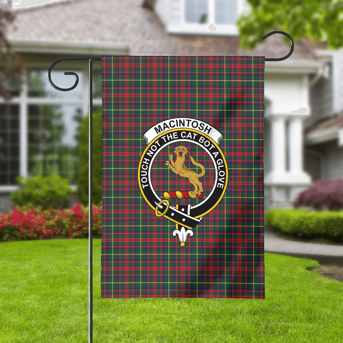 MacIntosh Hunting Modern Tartan Crest Garden Flag