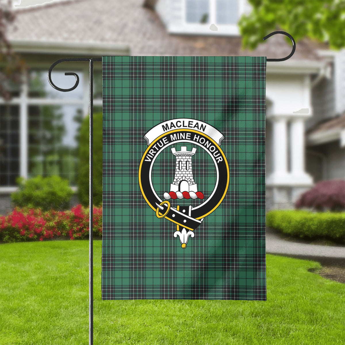 MacLean Hunting Ancient Tartan Crest Garden Flag