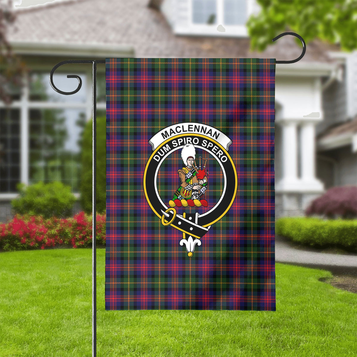 MacLennan Modern Tartan Crest Garden Flag