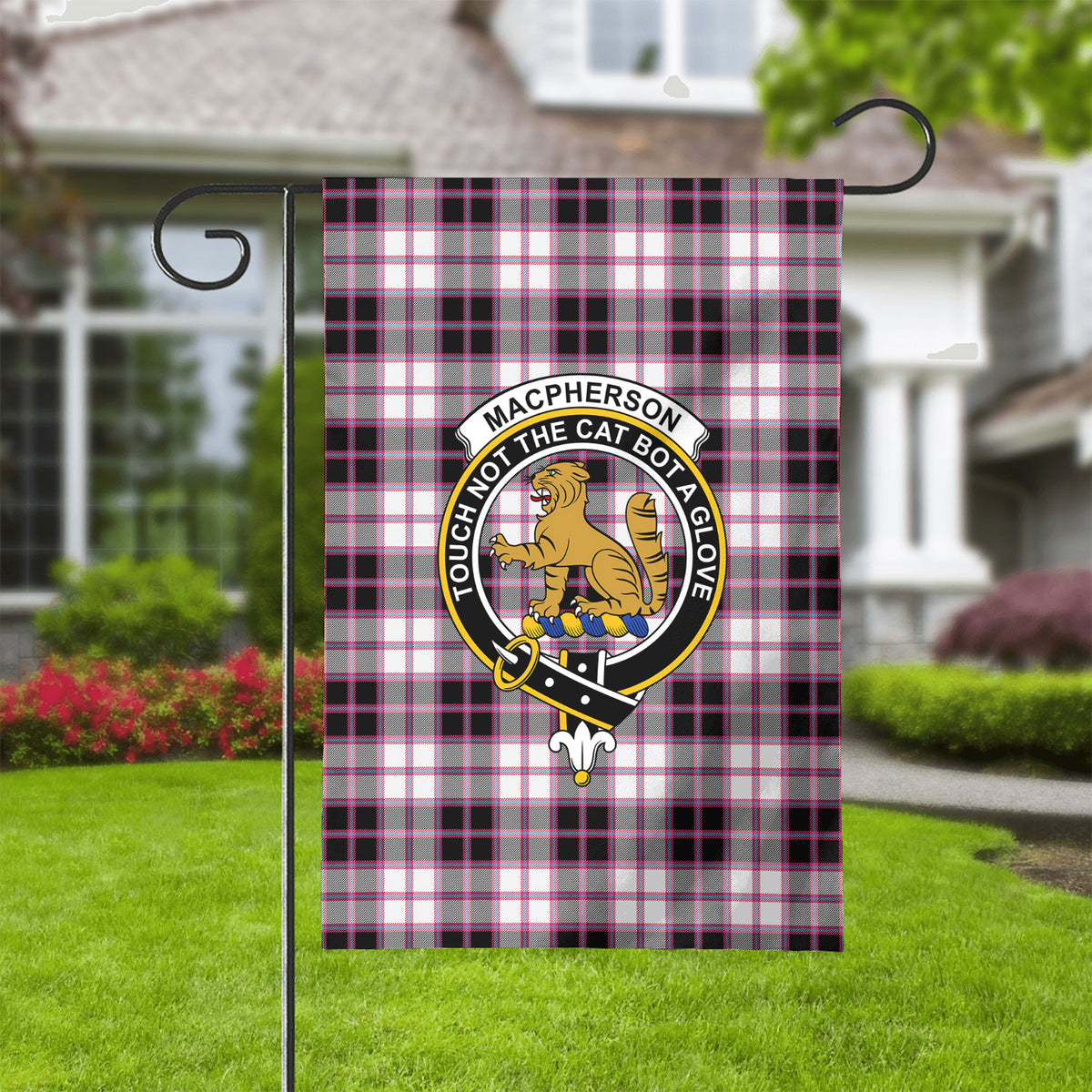 MacPherson Hunting Modern Tartan Crest Garden Flag