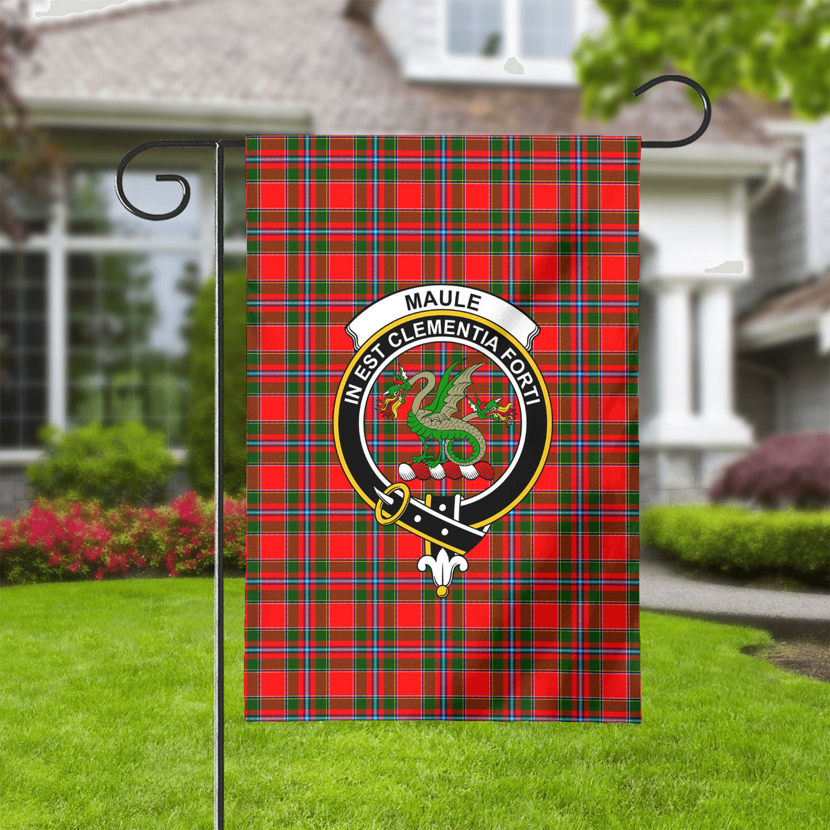 Maule Tartan Crest Garden Flag