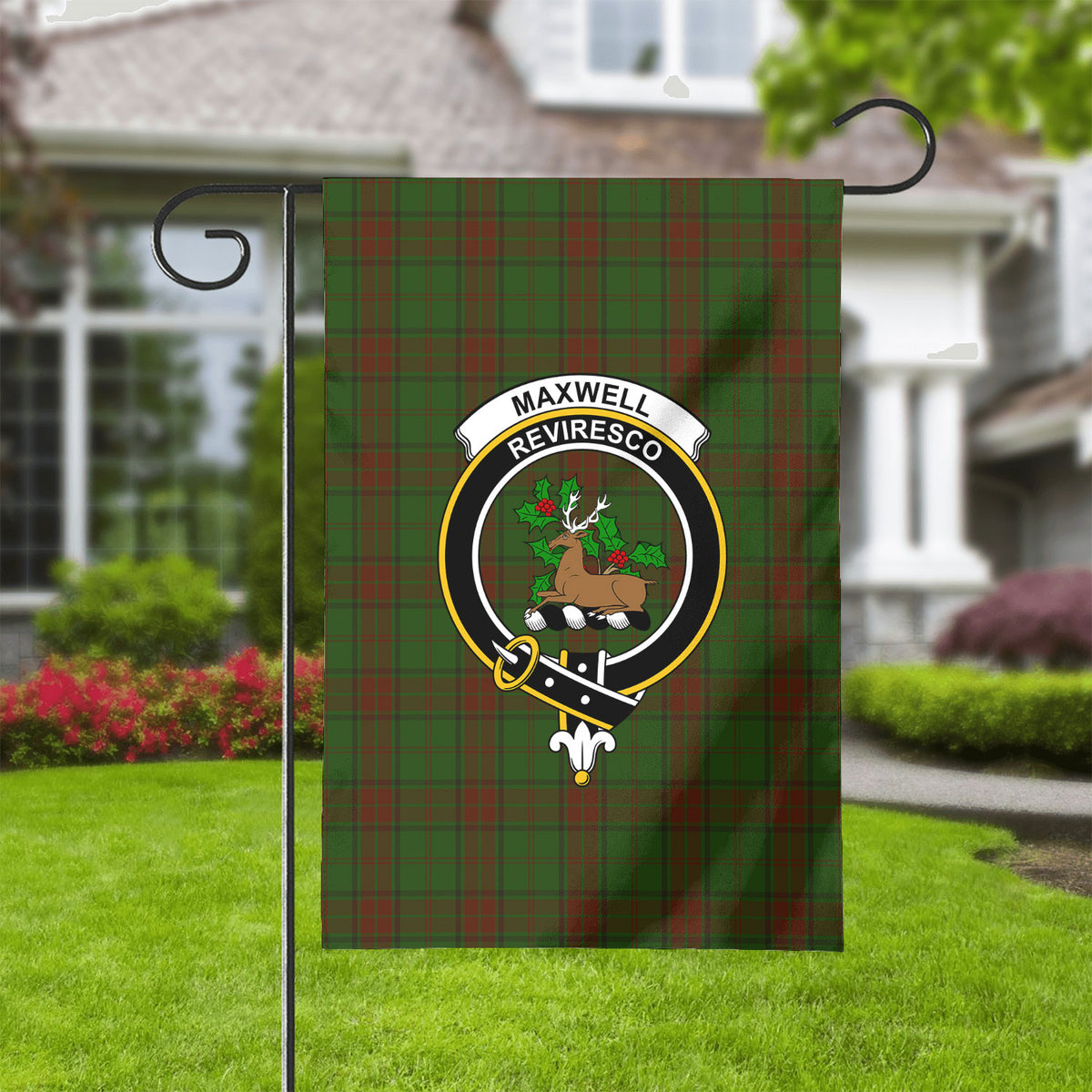 Maxwell Hunting Tartan Crest Garden Flag