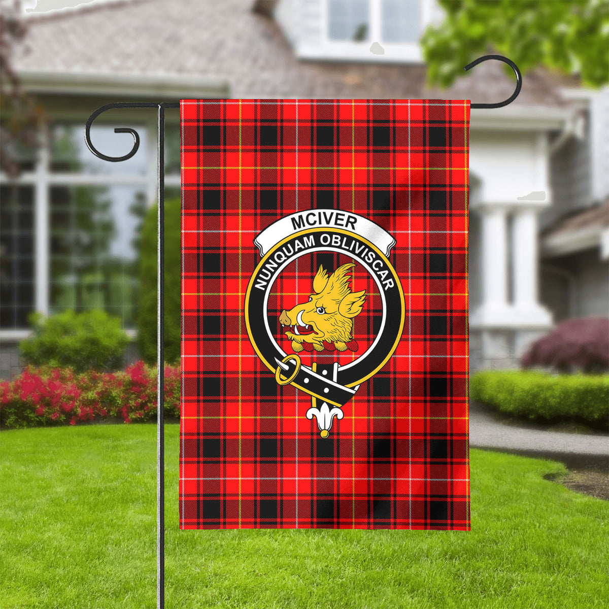 McIver Modern Tartan Crest Garden Flag