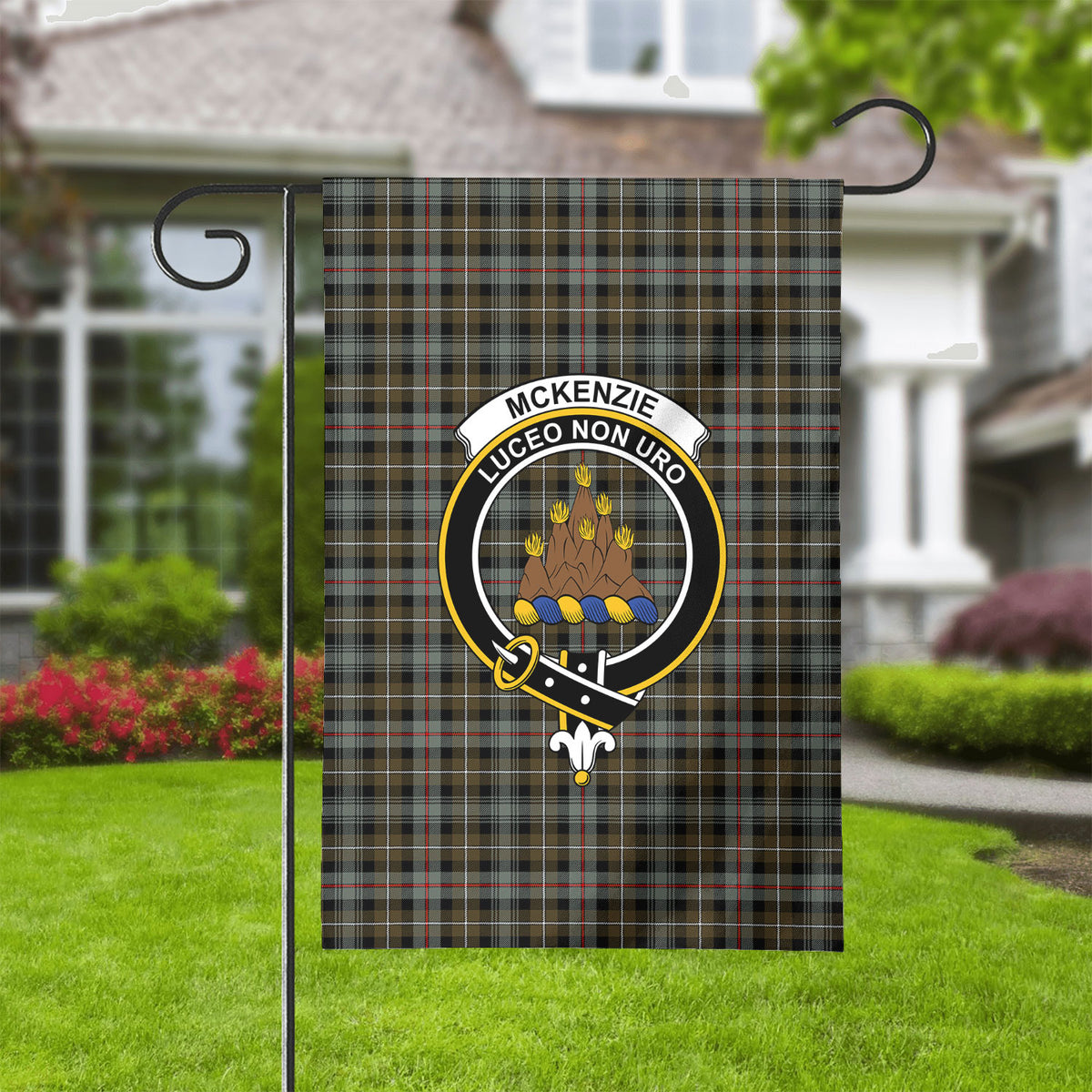 McKenzie Weathered Tartan Crest Garden Flag