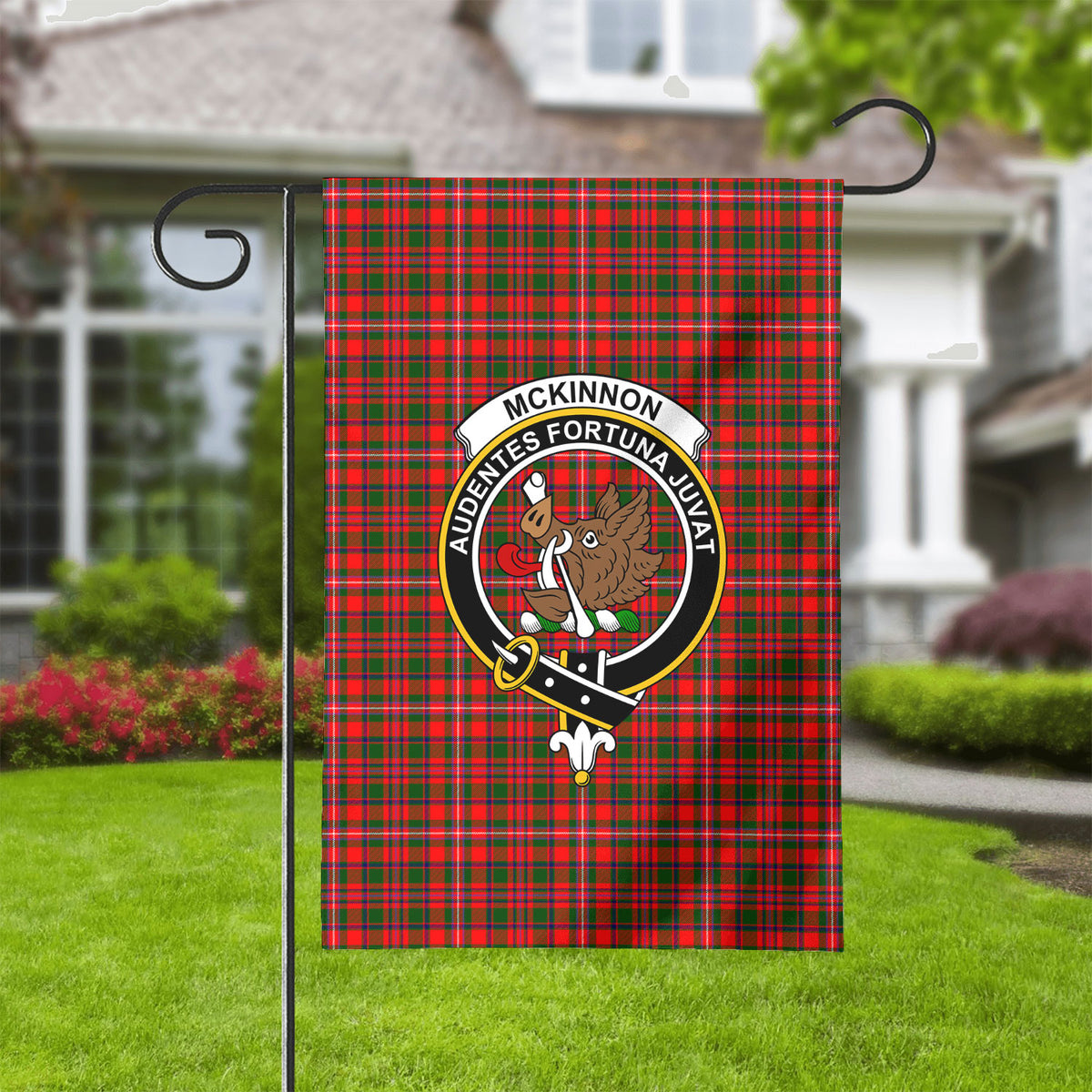 McKinnon Modern Tartan Crest Garden Flag